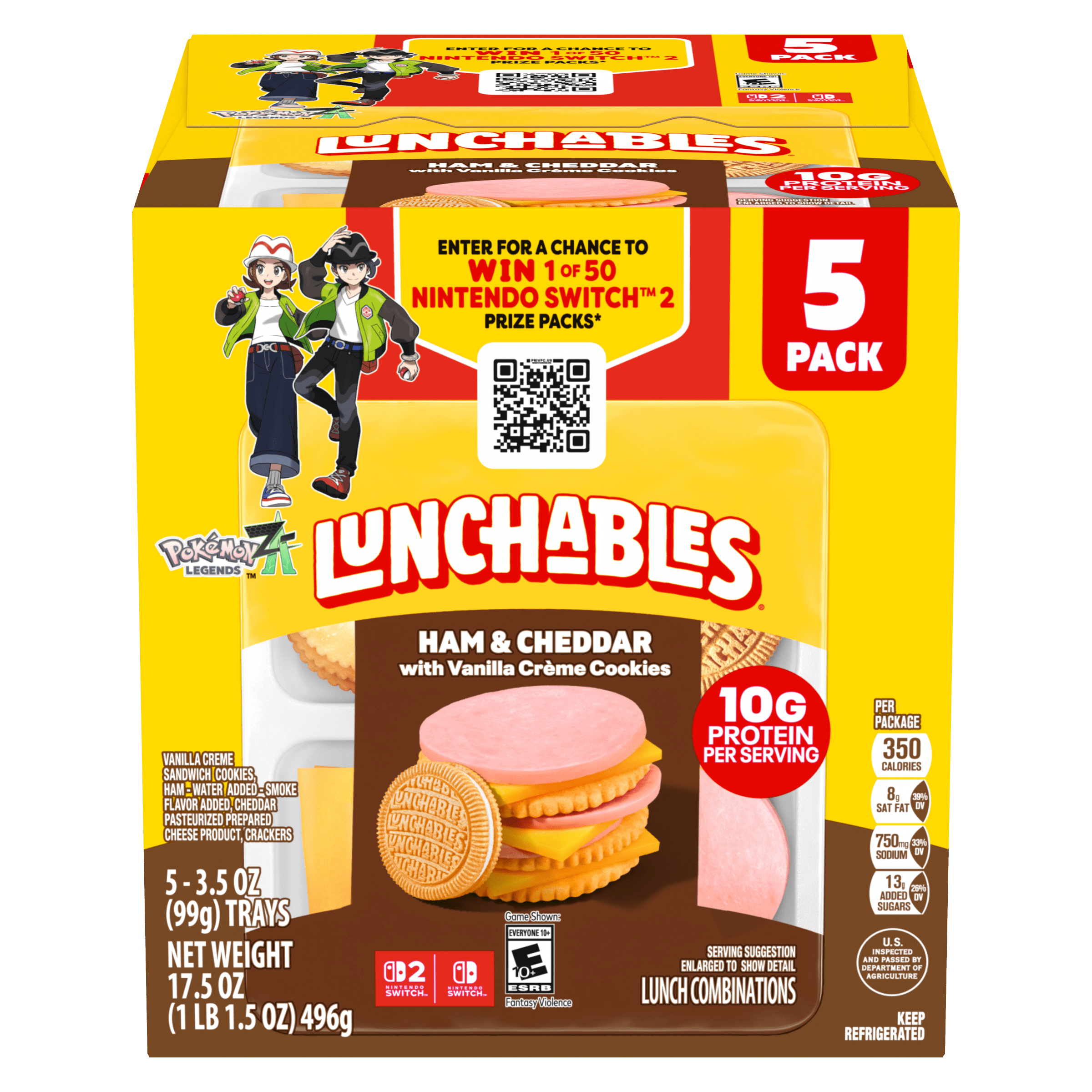 Ham & Cheddar with Vanilla Creme Cookies 5 Pack 