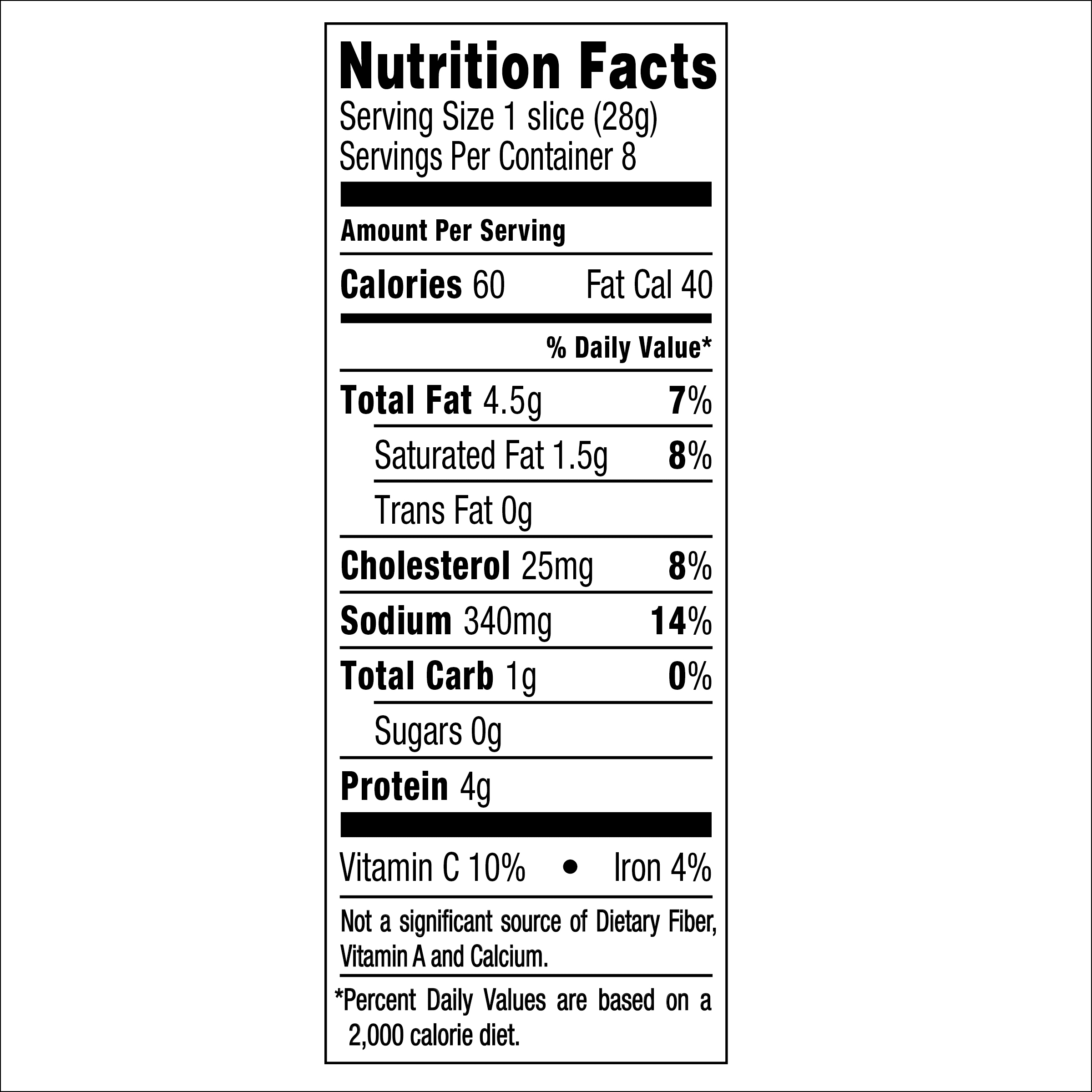 Nutrition info for this product.