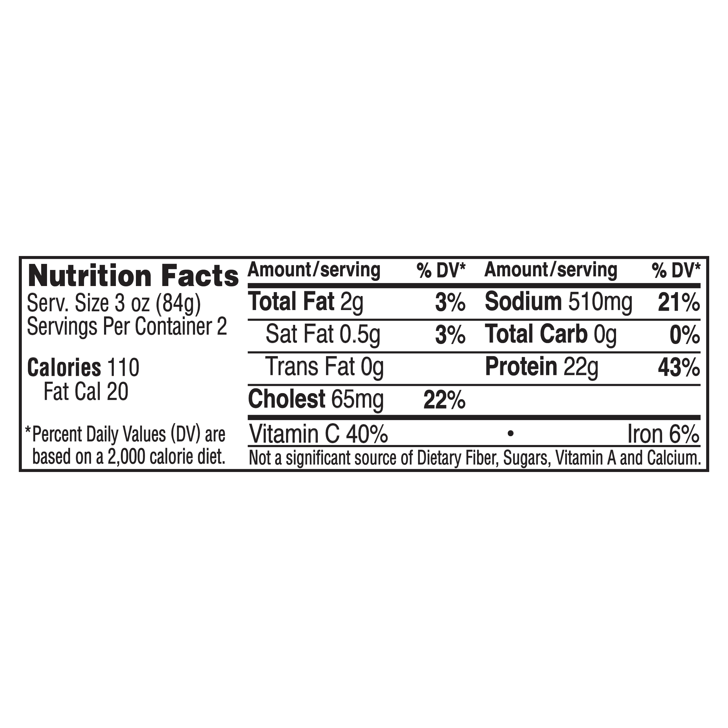 Nutrition info for this product.