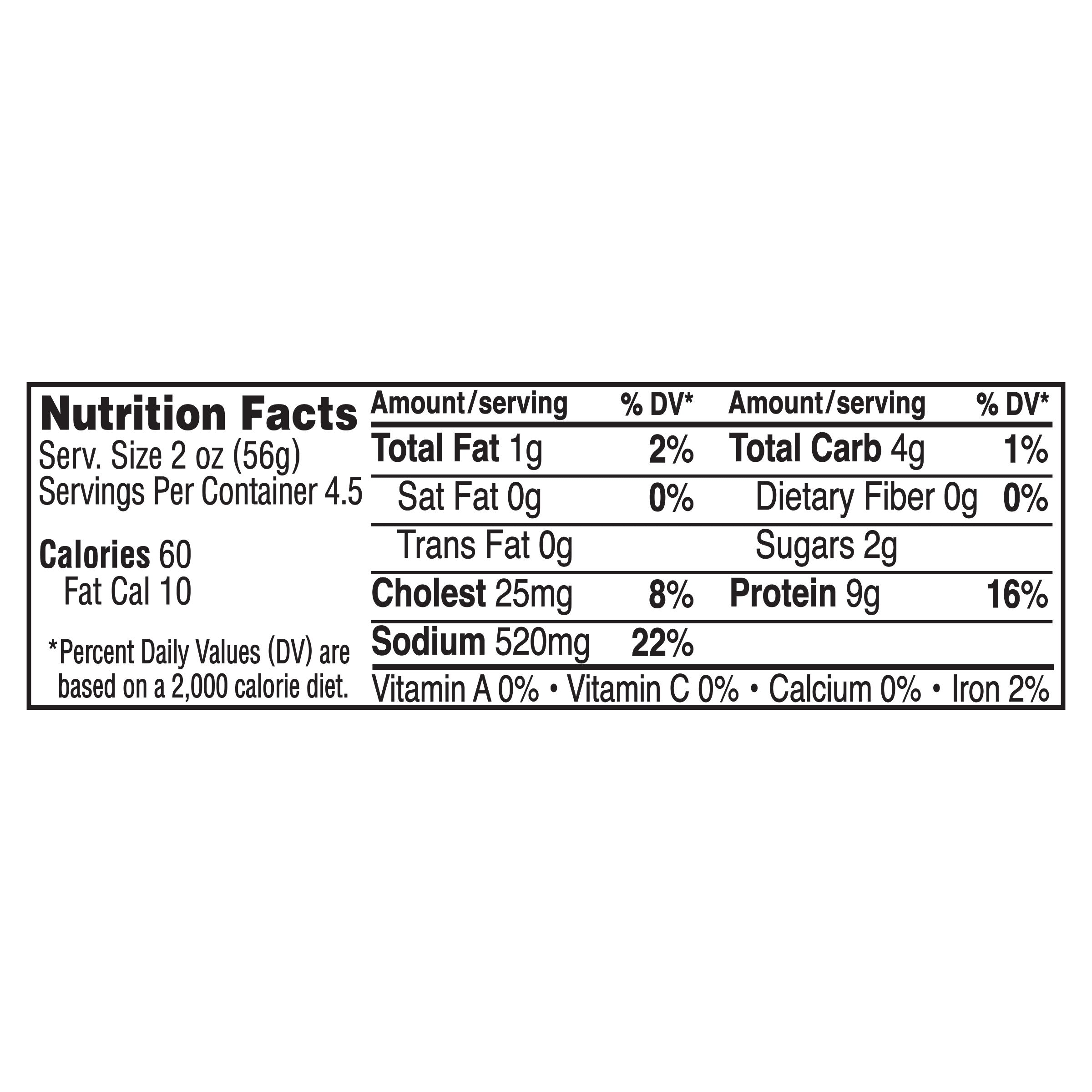 Nutrition info for this product.