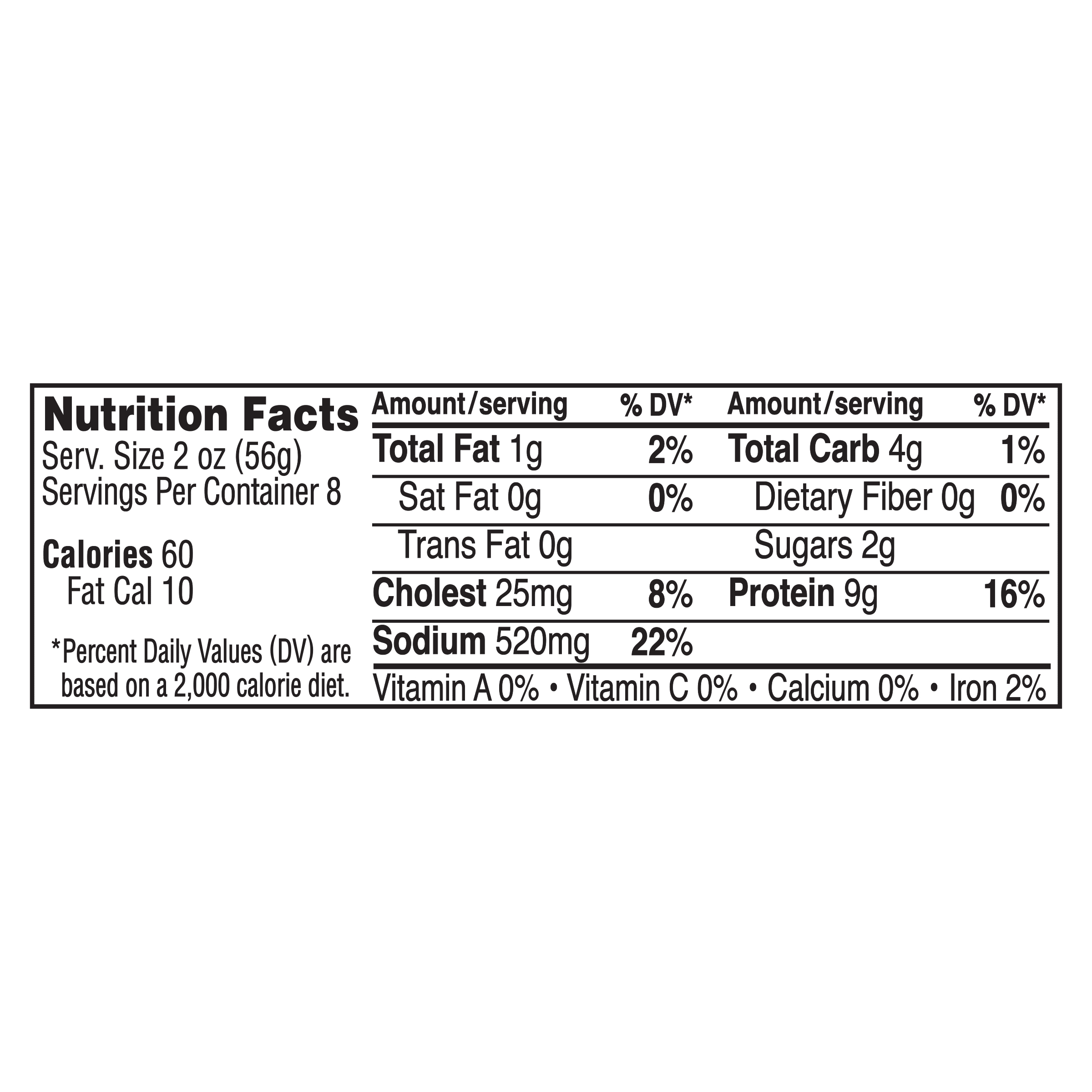 Nutrition info for this product.