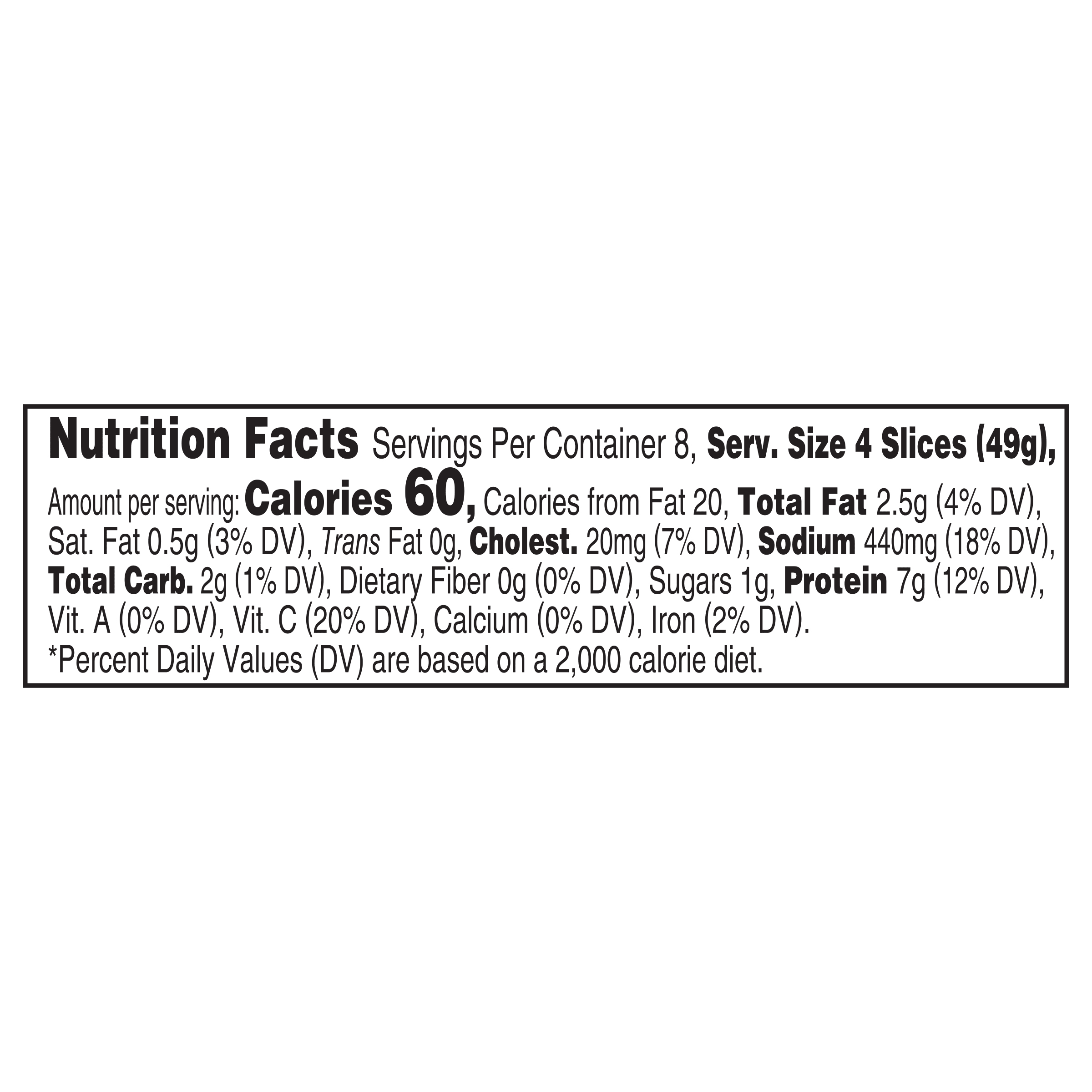 Nutrition info for this product.
