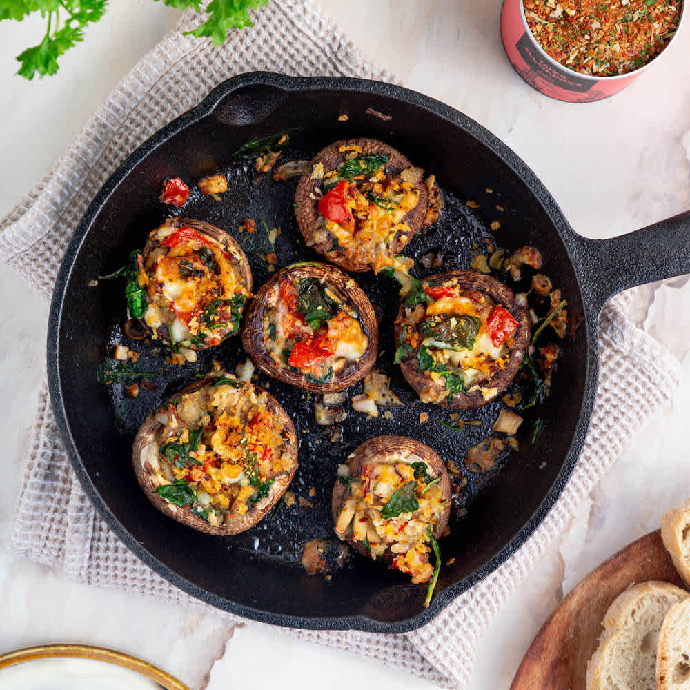 Gefüllte Champignons aus der Heißluft Fritteuse