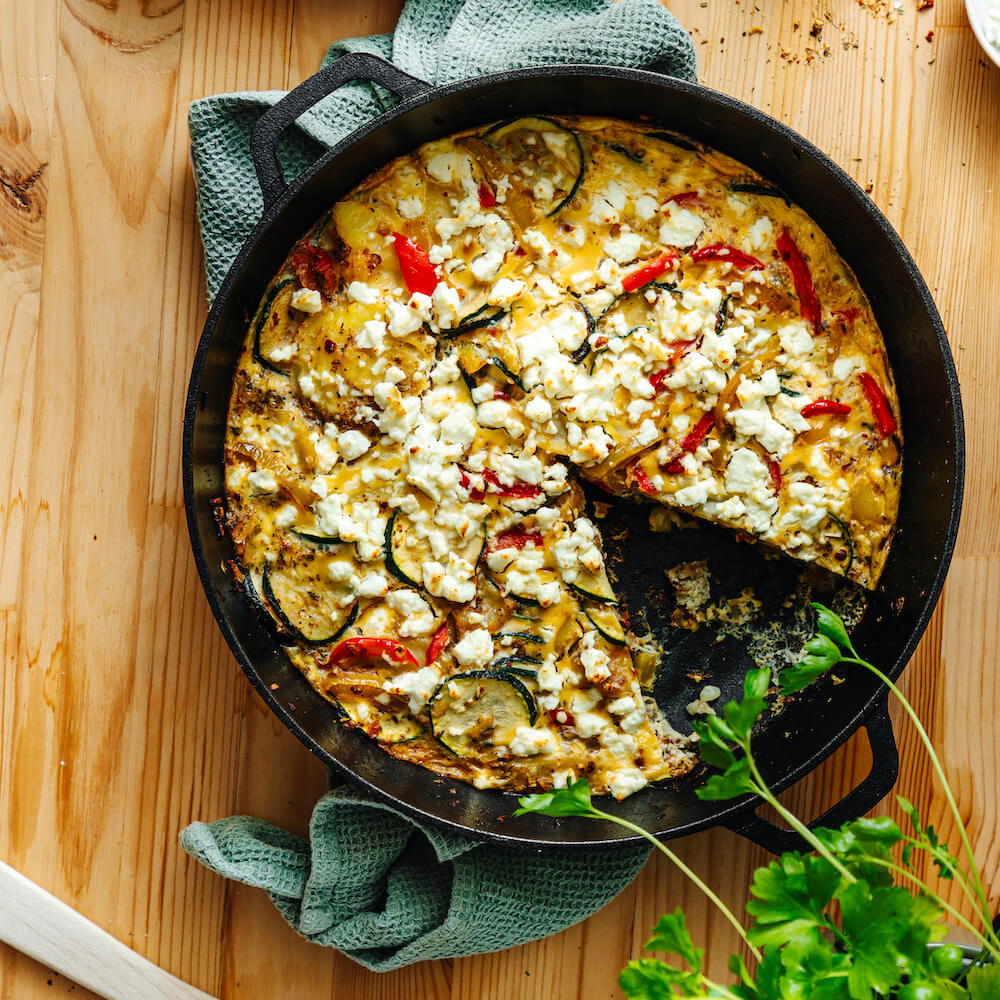 Gemüse Frittata mit Feta