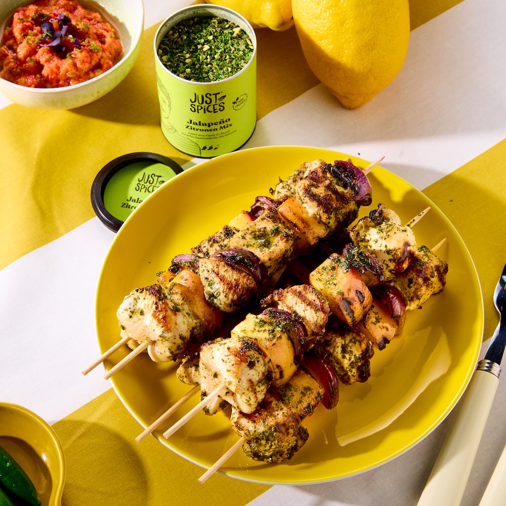 Hähnchen-Jalapeño-Pfirsich-Spieße vom Grill