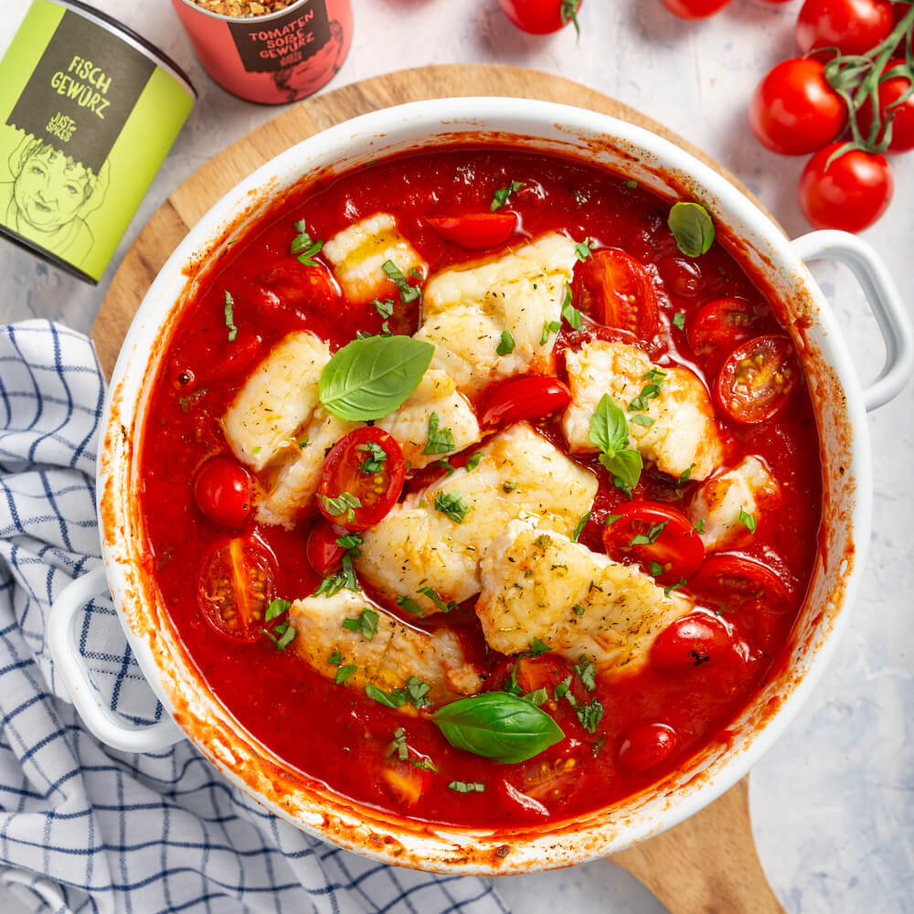 Kabeljau in Tomatensugo