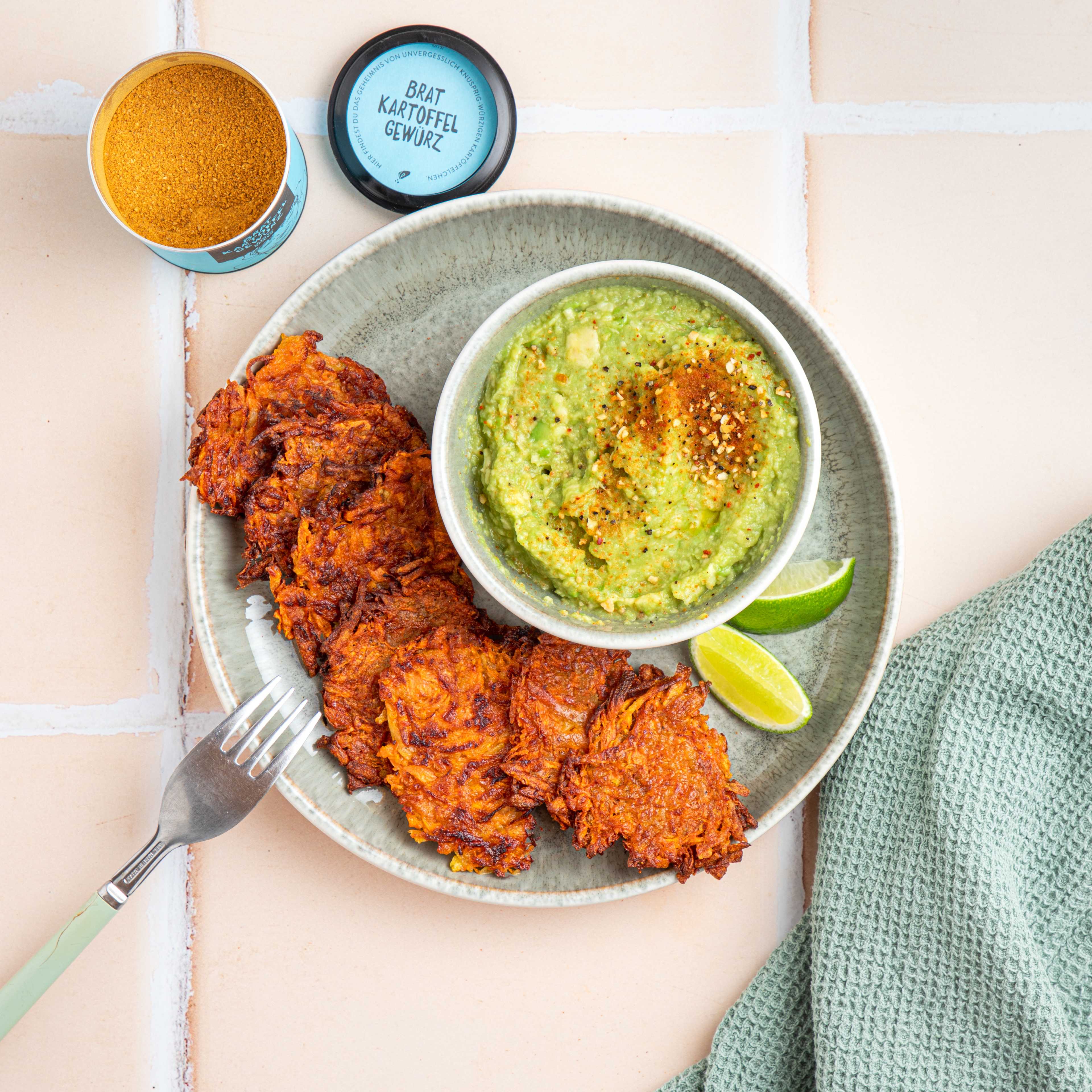 Karottenpuffer mit Guacamole