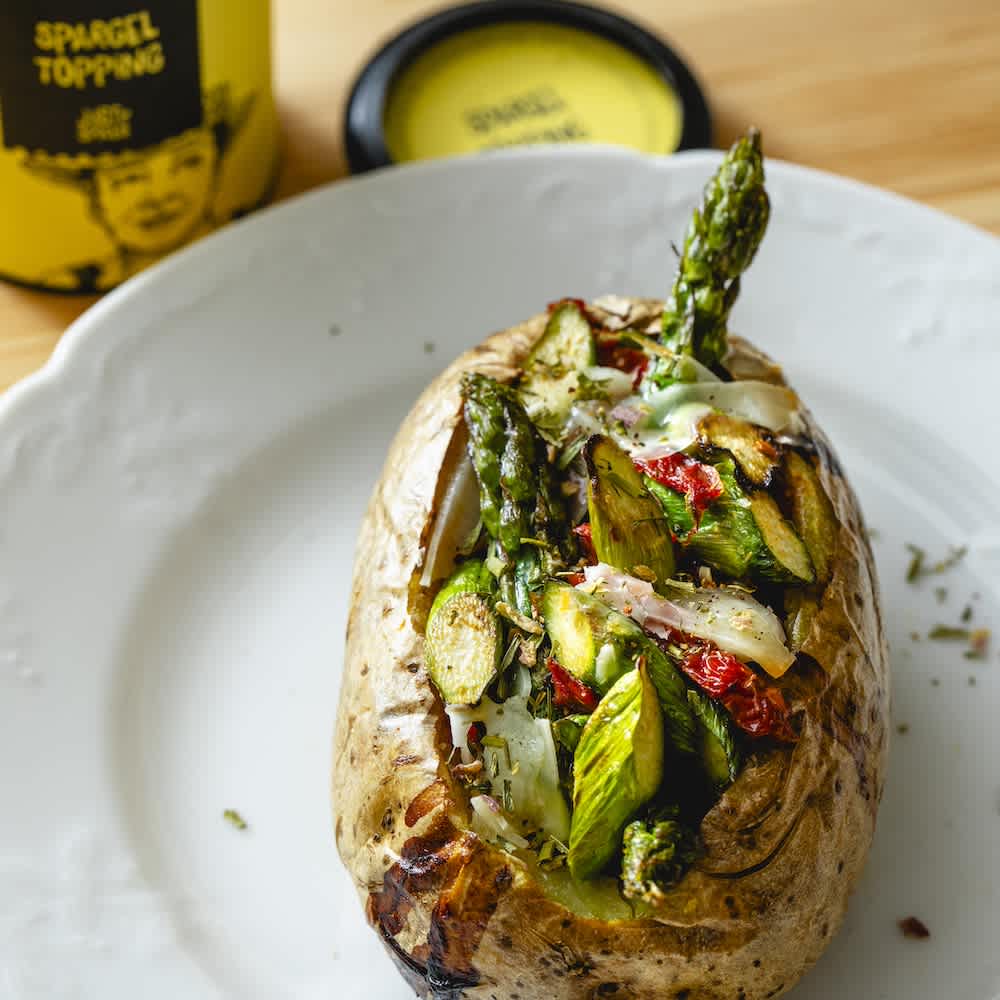 Mediterrane Kartoffel mit Spargel und getrockneten Tomaten