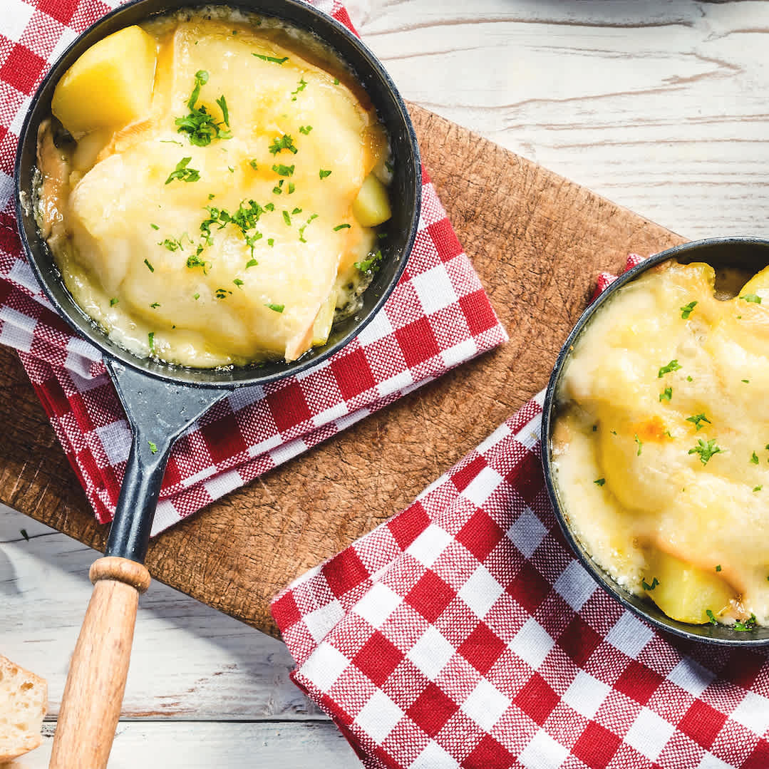 Raclette-Pfännchen mit Kartoffeln