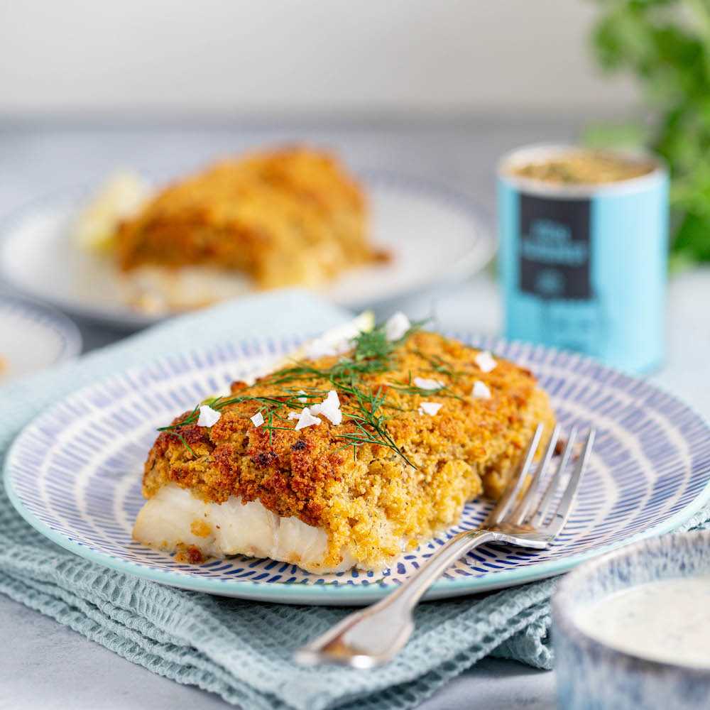 Seelachs mit Kräuterkruste aus der Heißluftfritteuse