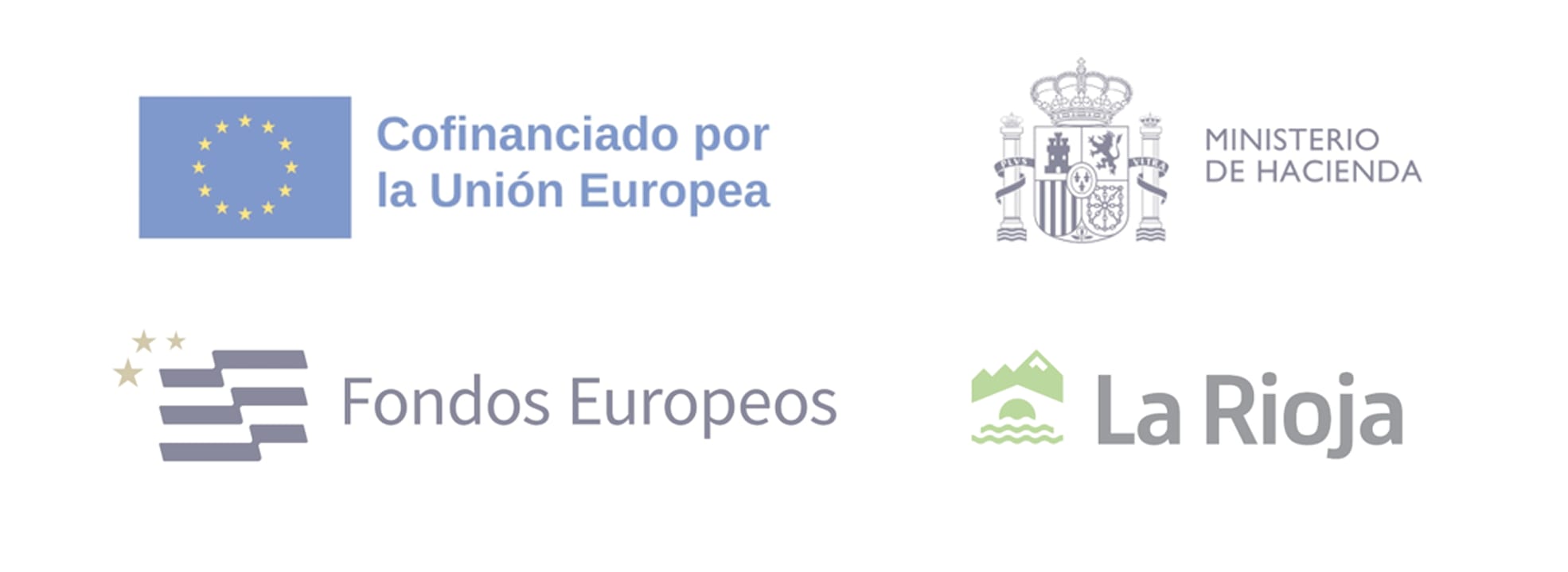 Logos de Cofinanciado por la Unión Europea, Ministerio de Hacienda, Fondos Europeos y La Rioja.