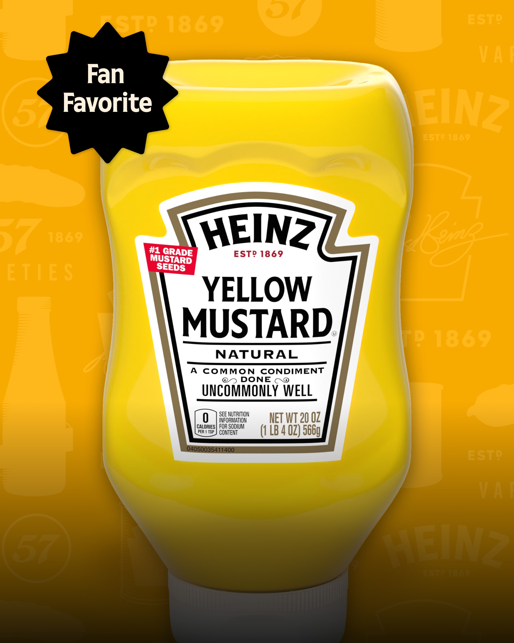Heinz Yellow Mustard Squeeze Bottle with Fan Favorite Badge