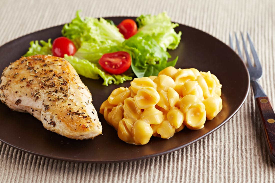 Herb-Crusted Chicken and Shells and Cheese