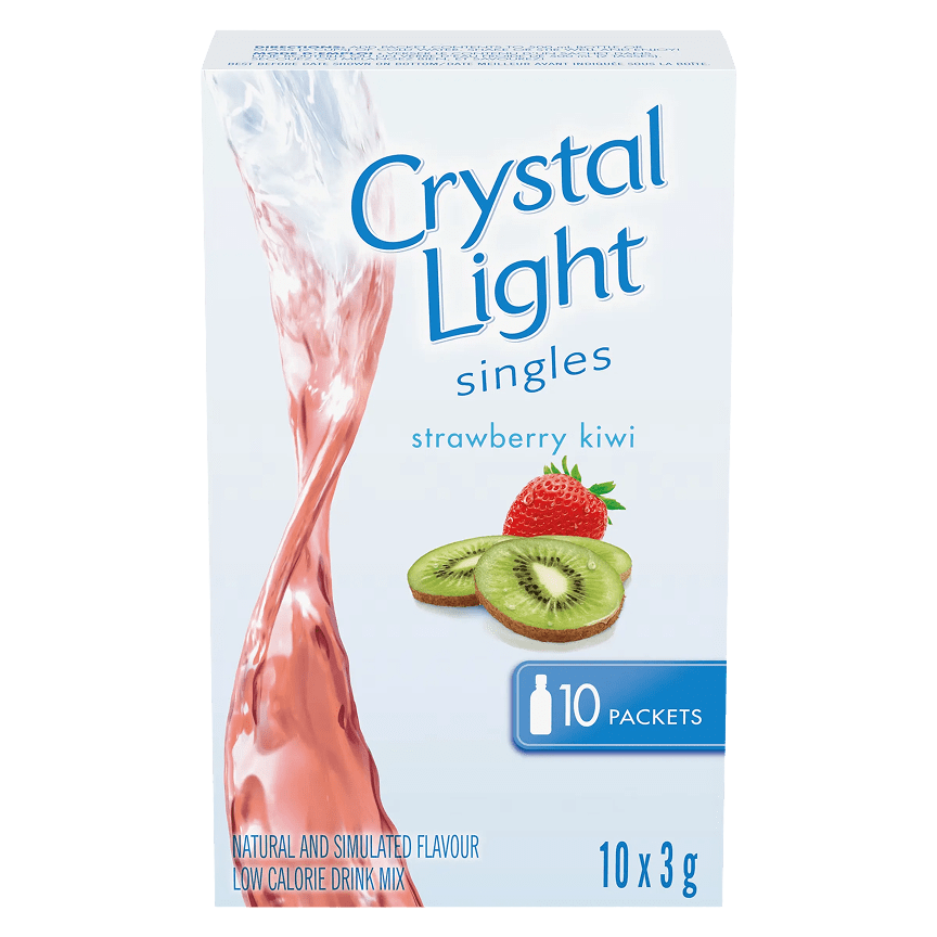 Crystal Light Singles Strawberry Kiwi flavor drink mix, 10 packets.