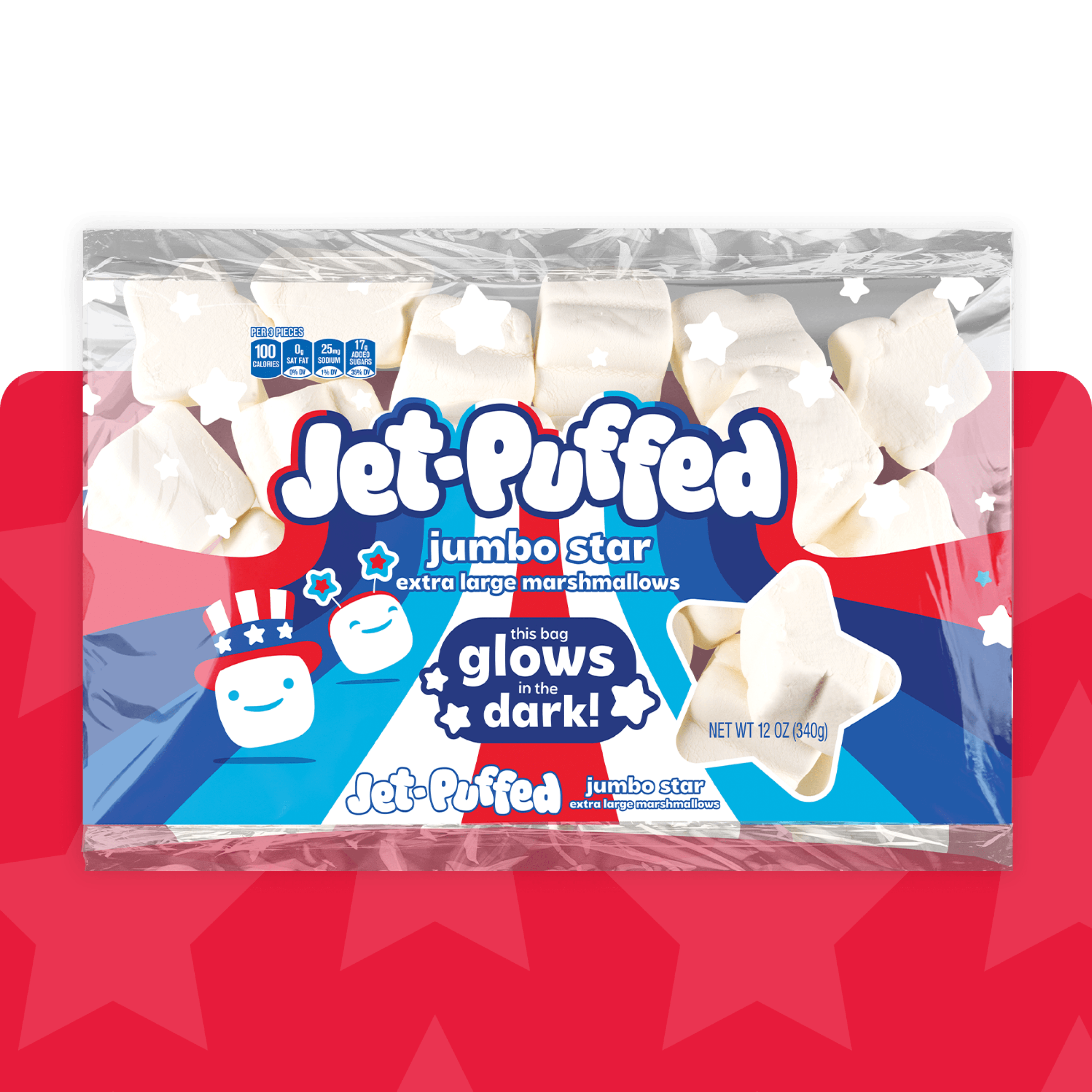 Jet-Puffed Jumbo Star Extra Large Glow in the Dark Marshmallows 