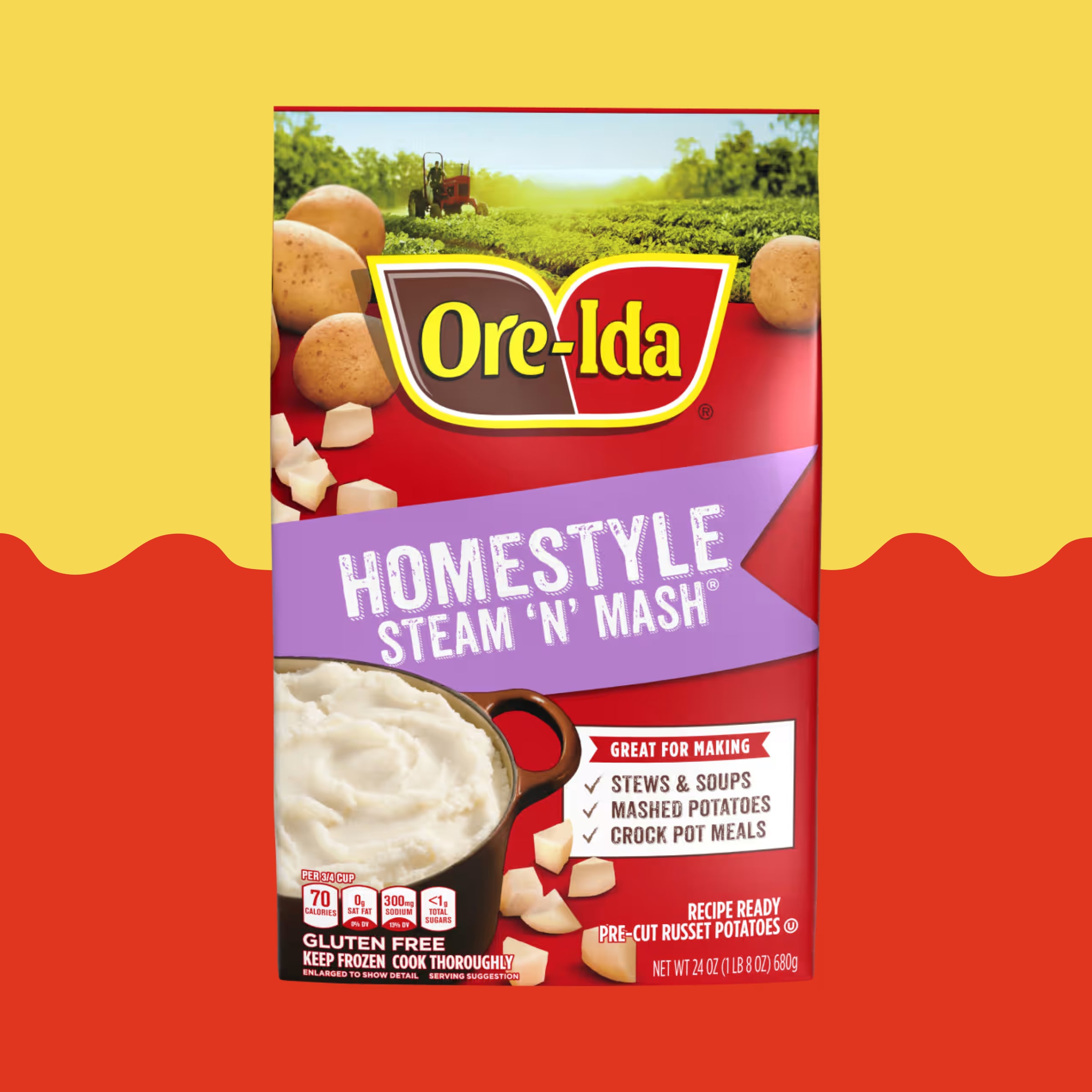 ORE-IDA Homestyle Steam 'N' Mash Recipe Ready Pre-Cut Russet Potatoes Frozen Side Dish