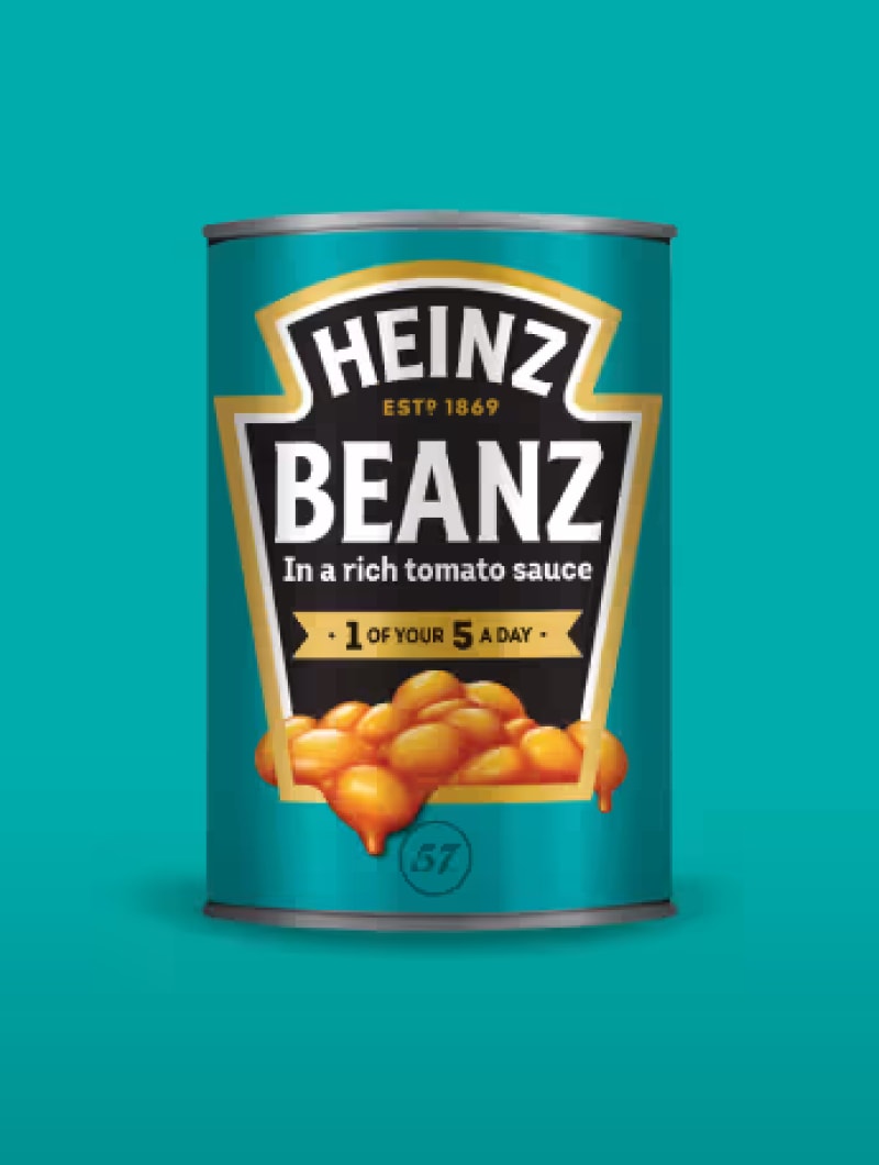 Eine Dose Heinz Bohnen in Tomatensauce.