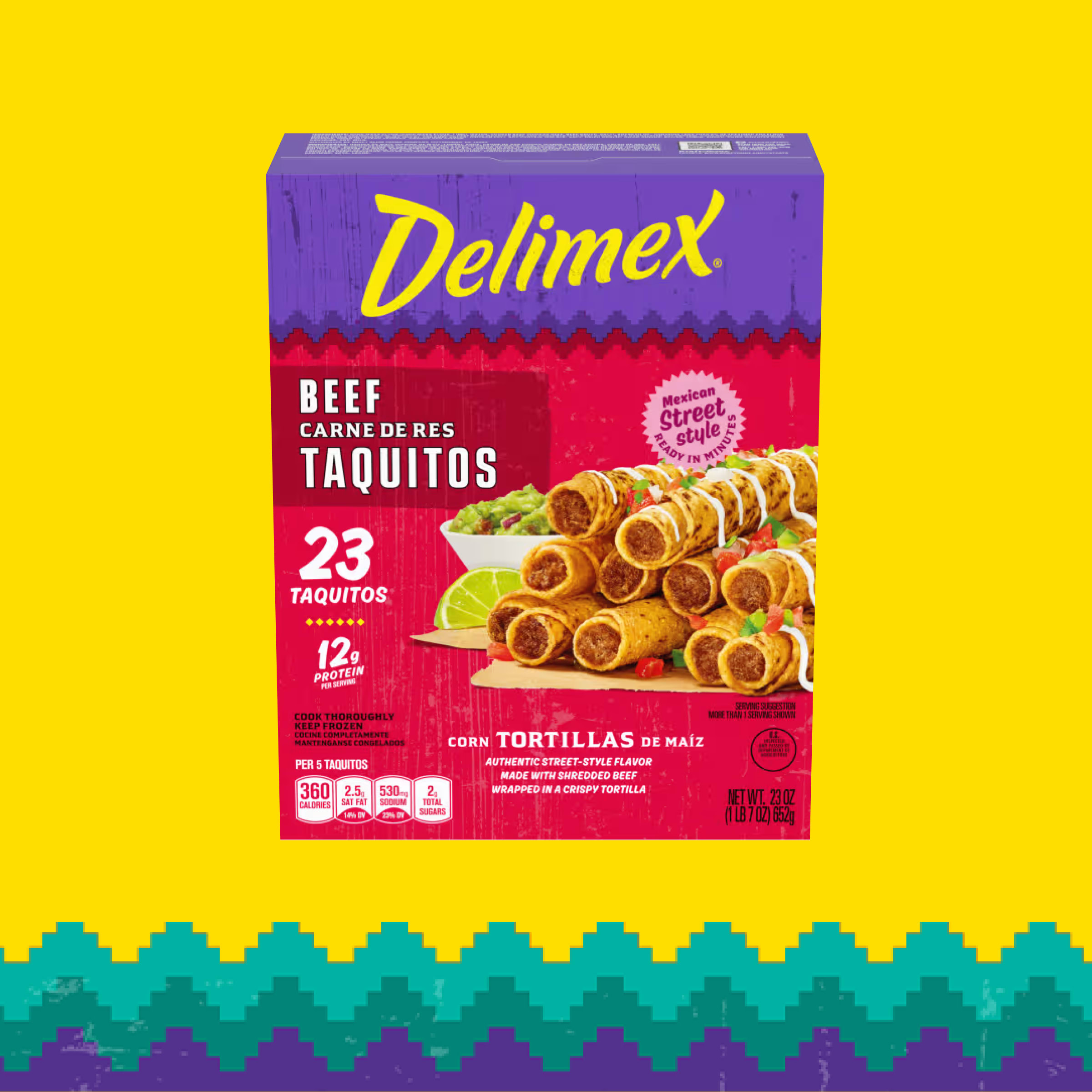DELIMEX Beef Corn Taquitos Frozen Snacks