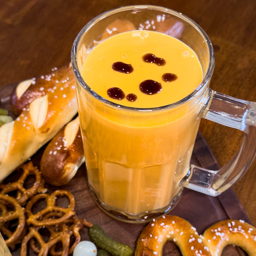Cheesy Stout Beer Dip and Pretzels
