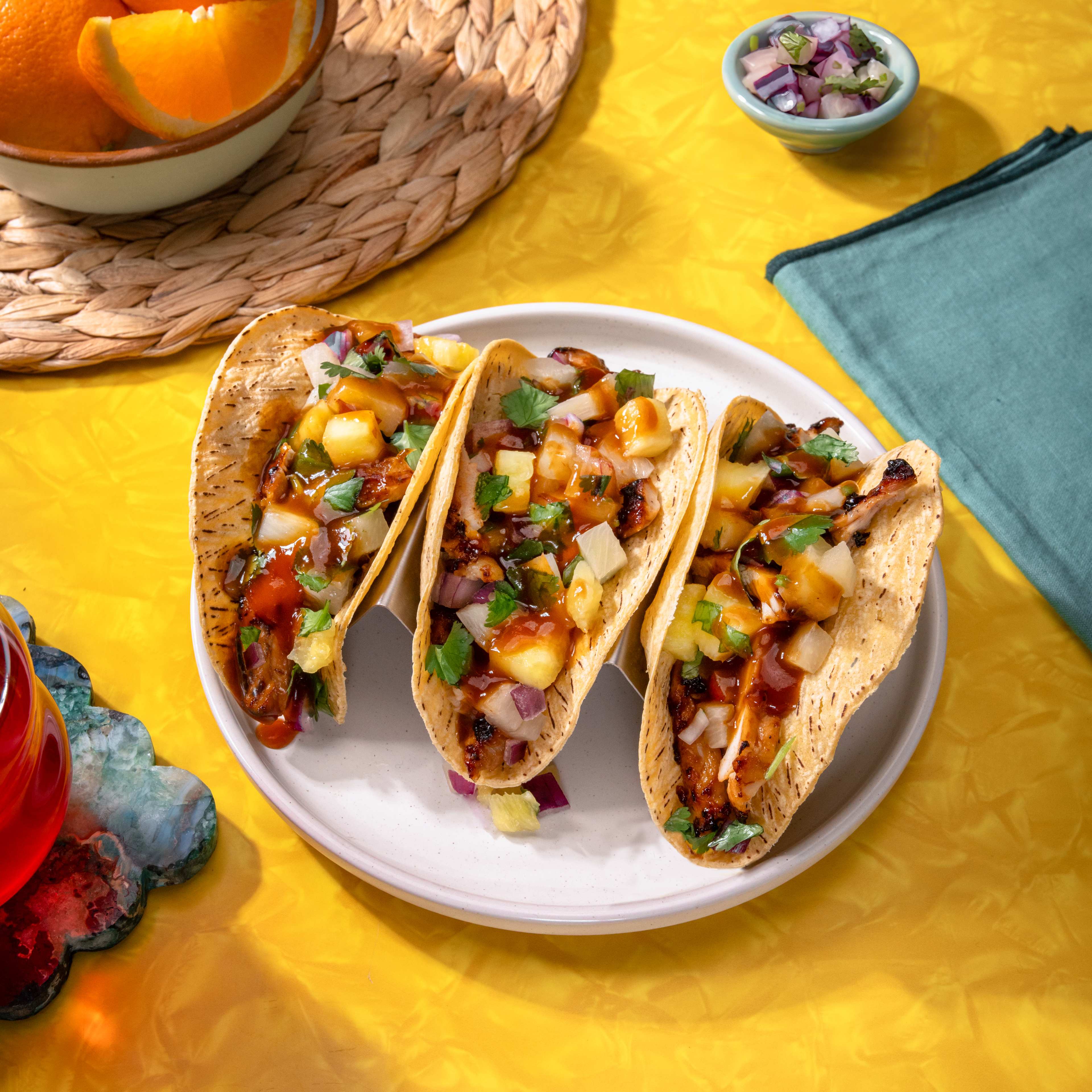 Air Fryer Hawaiian Chicken Tacos with Pineapple Salsa