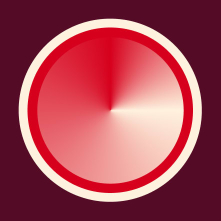 Représentation visuelle d'un minuteur réglé sur plus de 60 minutes. Le graphique circulaire, majoritairement de couleur claire, entouré d'un anneau rouge sur un fond rouge violacé foncé, indique qu'une durée substantielle, supérieure à 60 minutes, s'est écoulée.