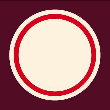 A visual representation of a timer set for 60 minutes. The off-white circle, enclosed by a bold red ring against a dark purplish-red background, symbolizes the full duration of the 60-minute timeframe.