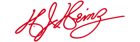 Assinatura original de H.J. Heinz, fundador da Heinz, um símbolo de tradição e qualidade que atravessa gerações.