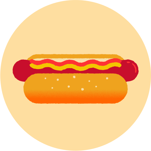 A classic Oscar Mayer hot dog in a bun with ketchup and mustard.