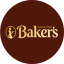 The Baker's logo features a woman in a gold dress holding a plate of food, set against a dark brown circular background. The 