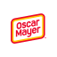 The Oscar Mayer logo is a playful and iconic design. It features the brand name "Oscar Mayer" in a bold, red, sans-serif font