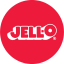 The Jell-O logo, a classic dessert brand known for its colorful and kid-friendly gelatin treats.