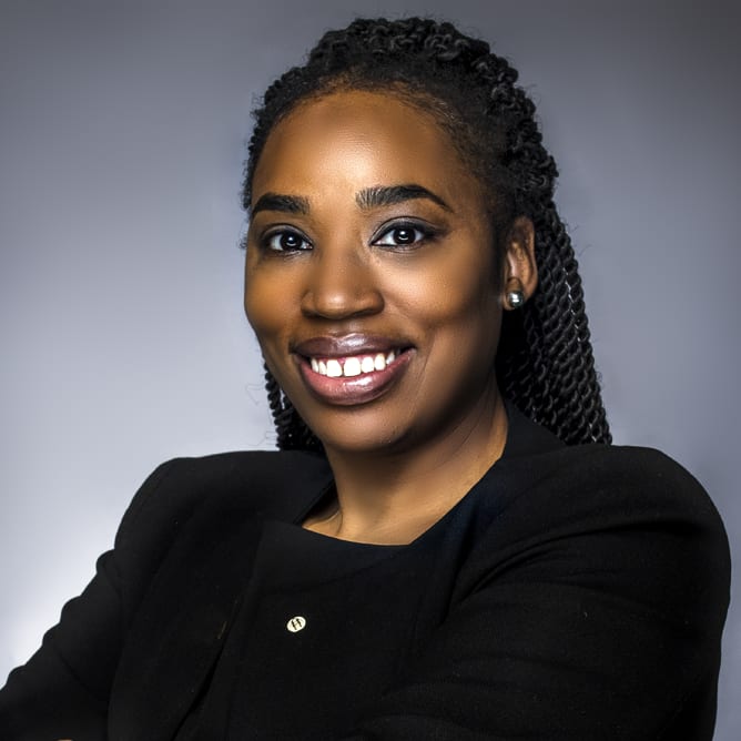 Smiling woman in black jacket
