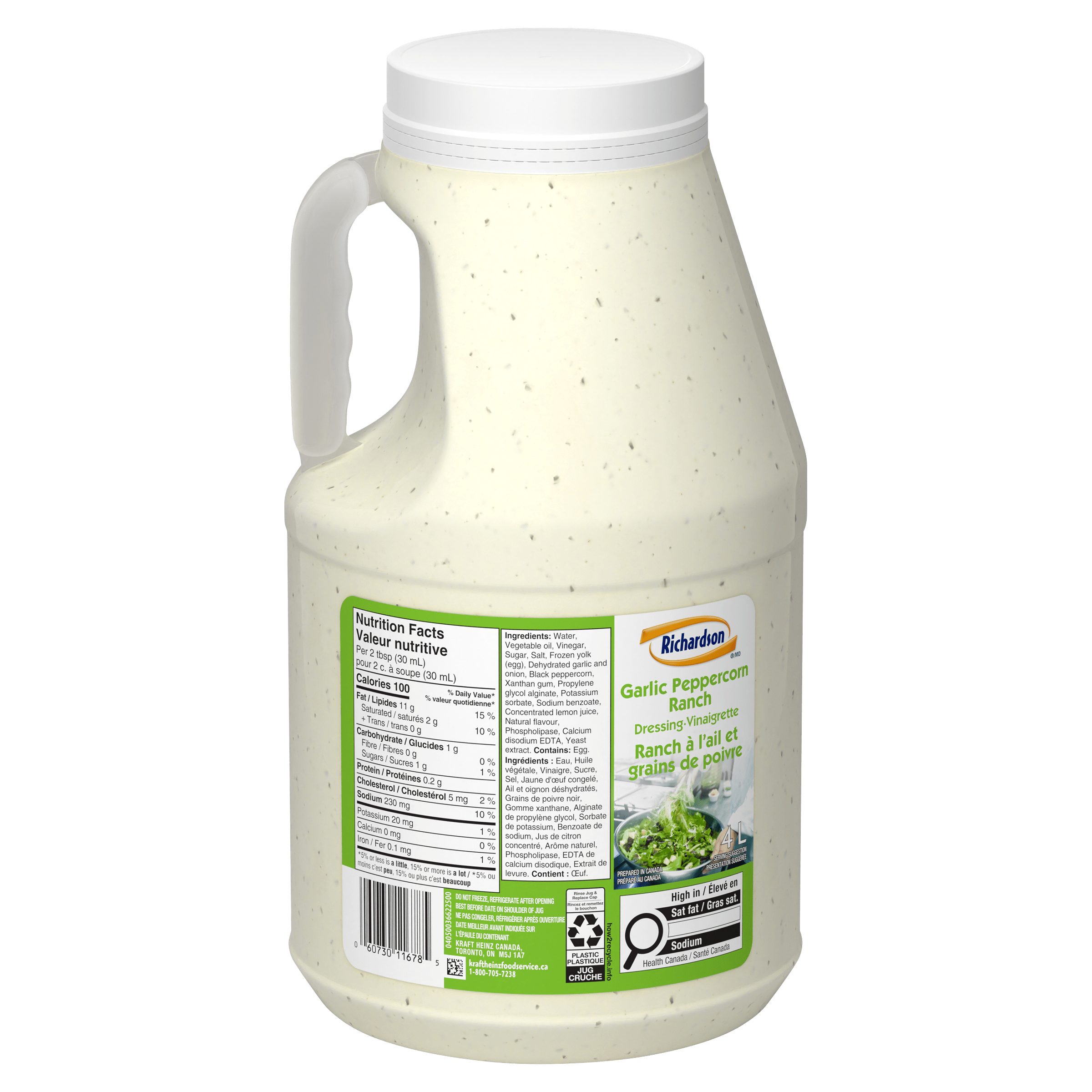 Vinaigrette Ranch à l’ail et aux grains de poivre Richardson (2 x 4 L)