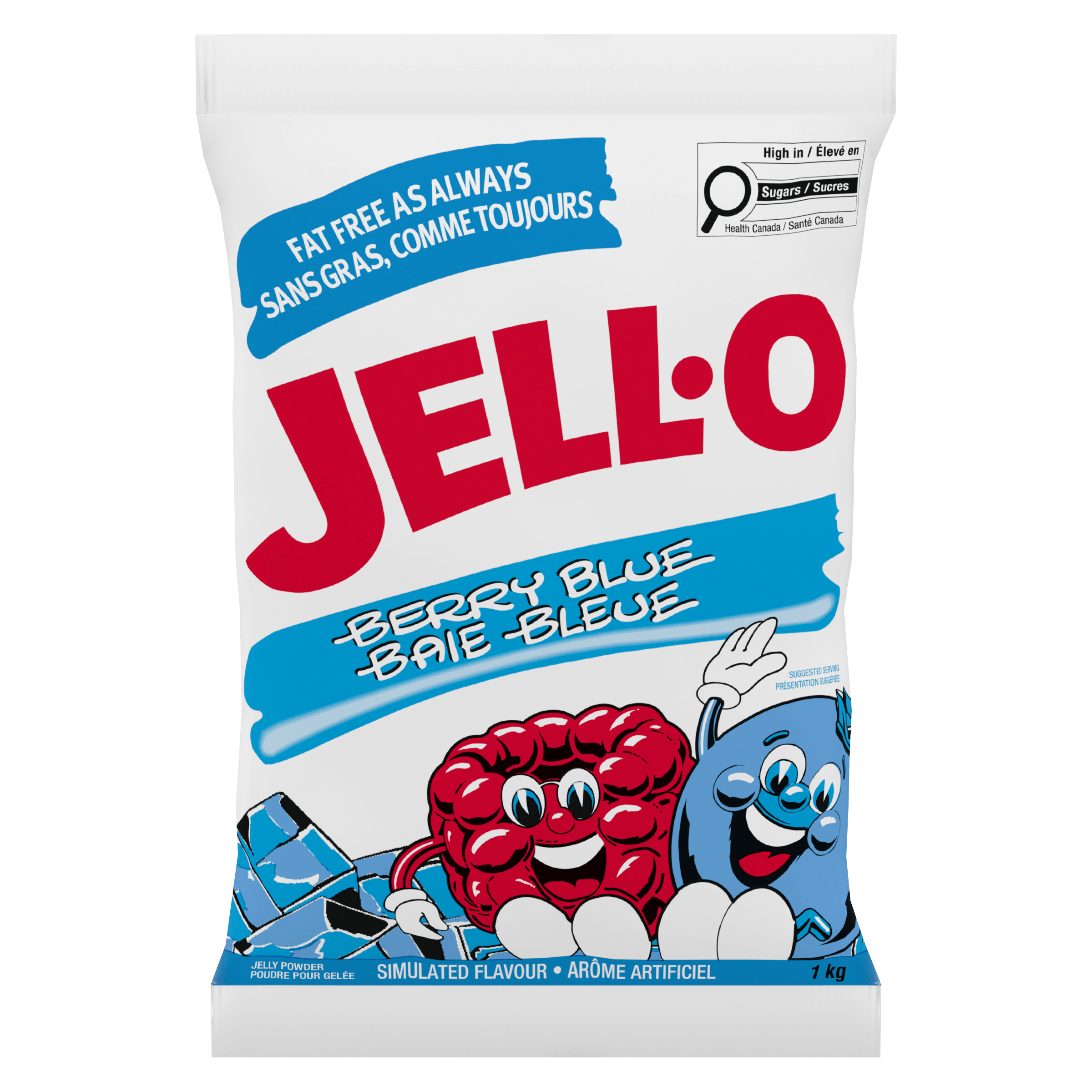 Poudre pour gelée baie bleue Jell-O (2 x 1 KG)