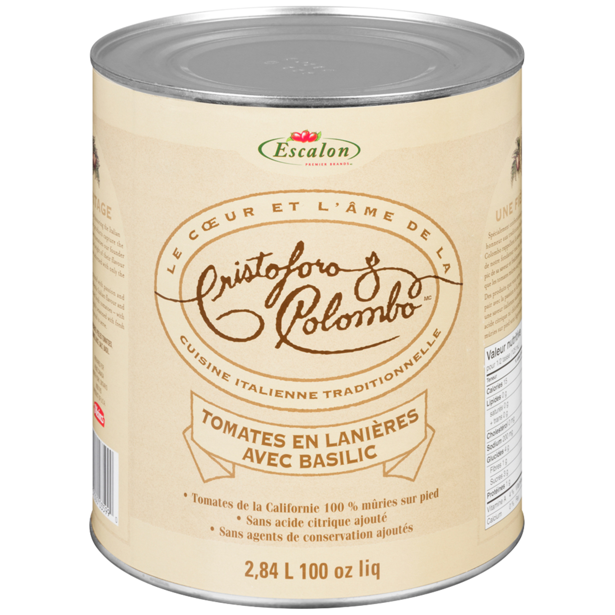 Escalon Cristoforo Colombo Tomato Strips with Basil (6 x 2.84 L Can)