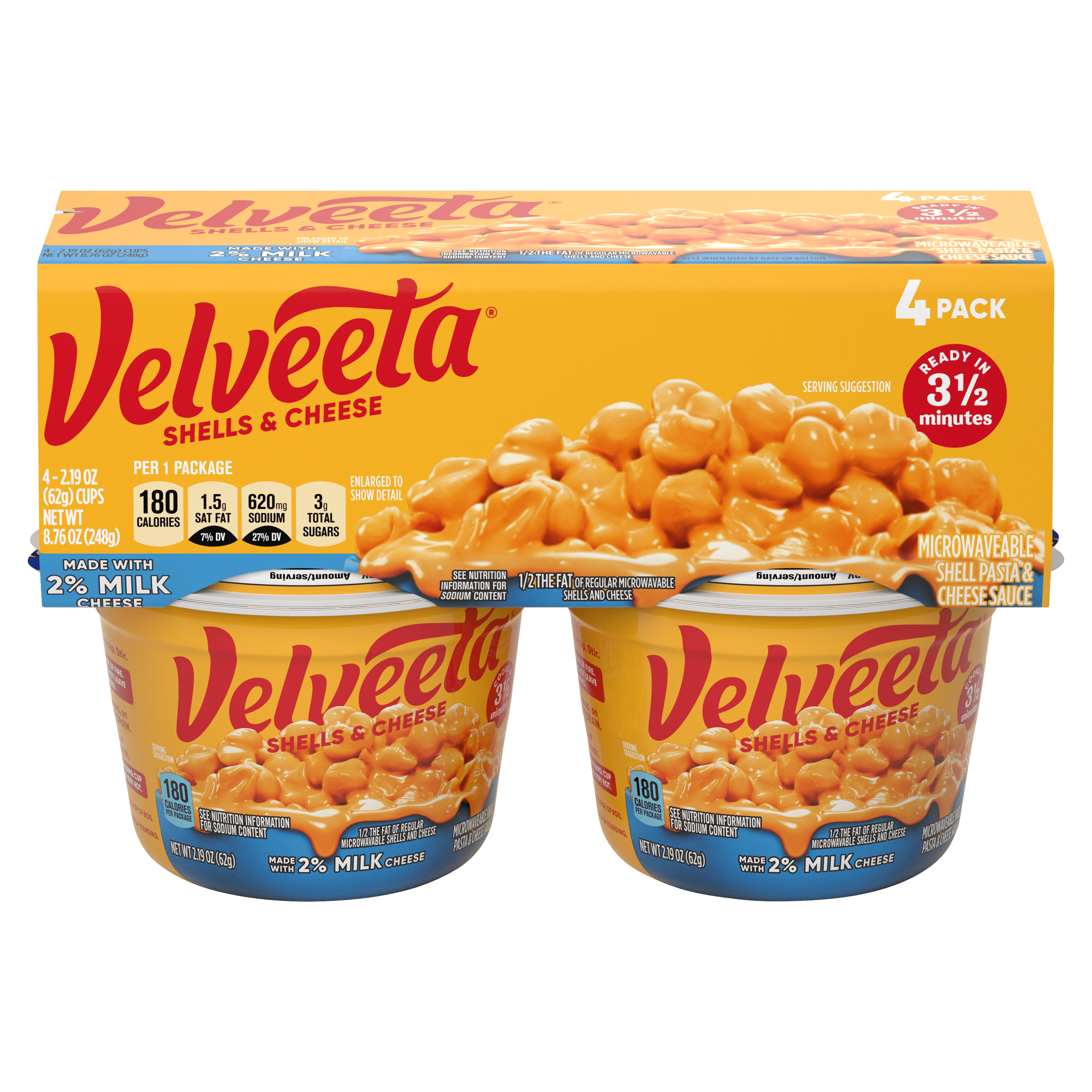 Shells & Cheese Microwavable Shell Pasta & Cheese Sauce with 2% Milk Cheese