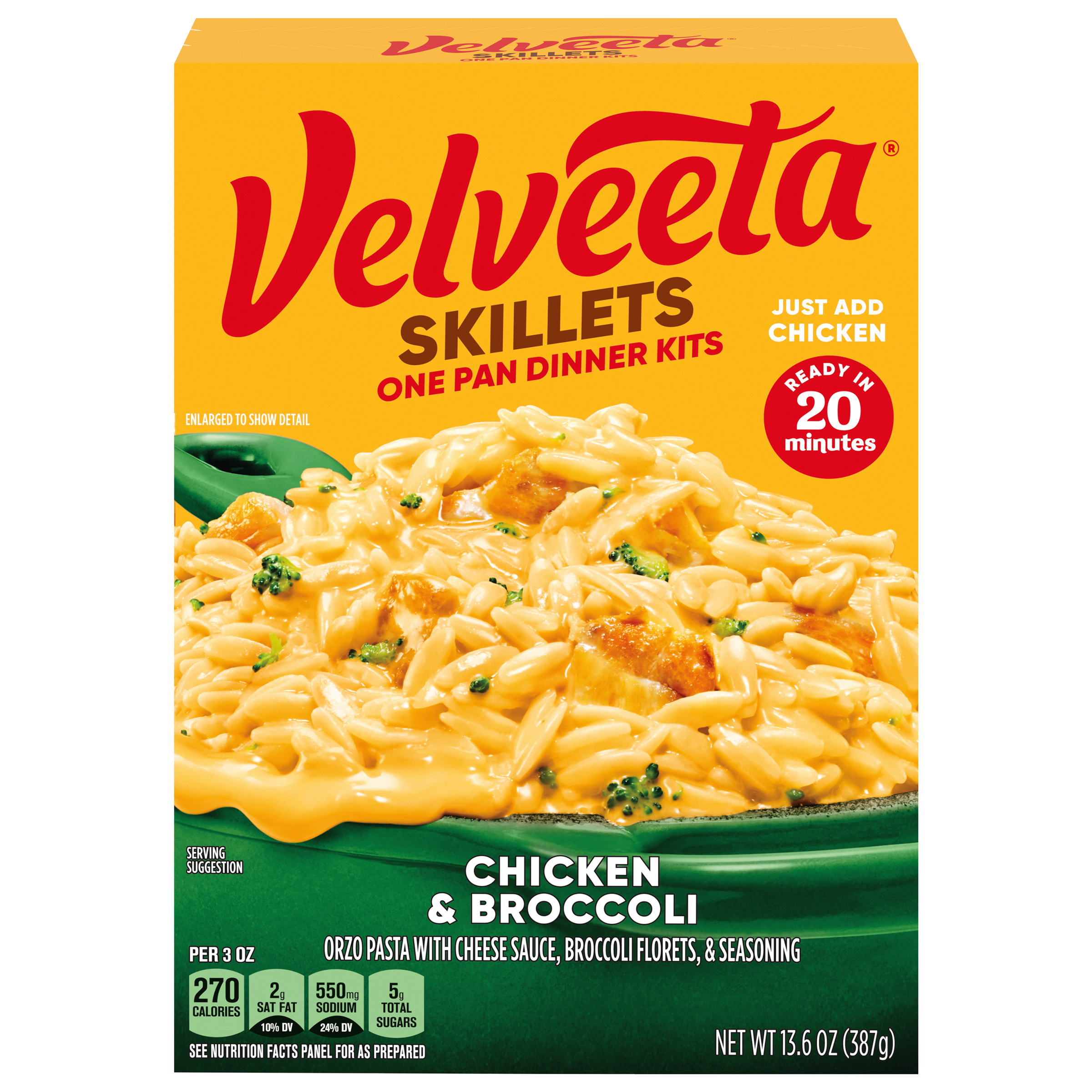 Chicken & Broccoli One Pan Kit with Pasta, Cheese Sauce, Broccoli & Seasoning