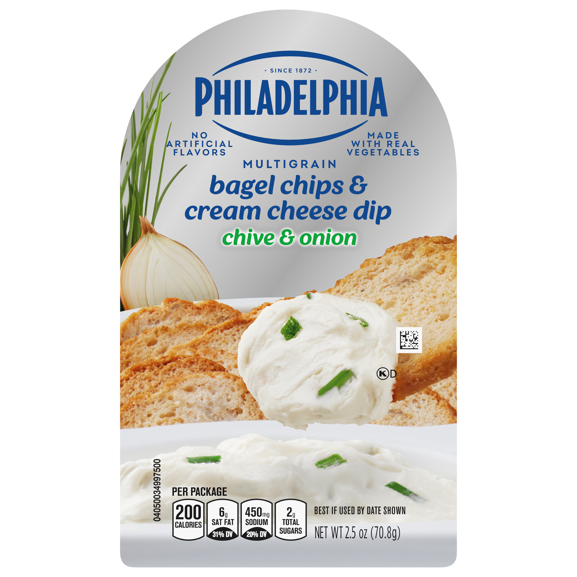 Multigrain Bagel Chips & Chive & Onion Cream Cheese Dip Snack