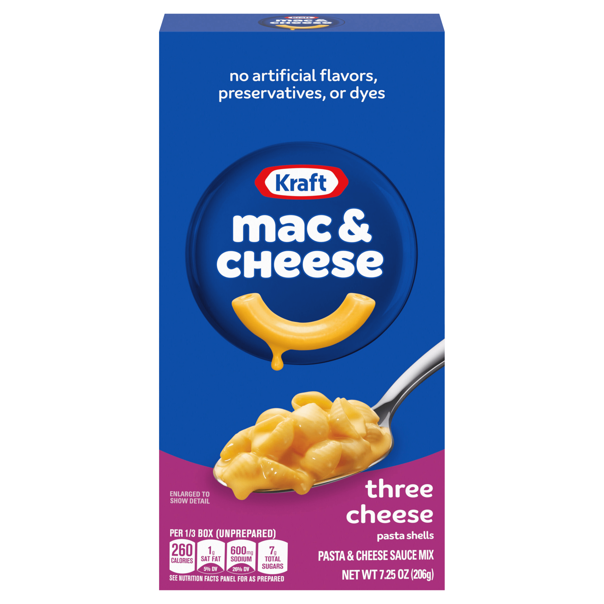 Three Cheese Mac & Cheese Macaroni and Cheese Dinner with Mini-Shell Pasta