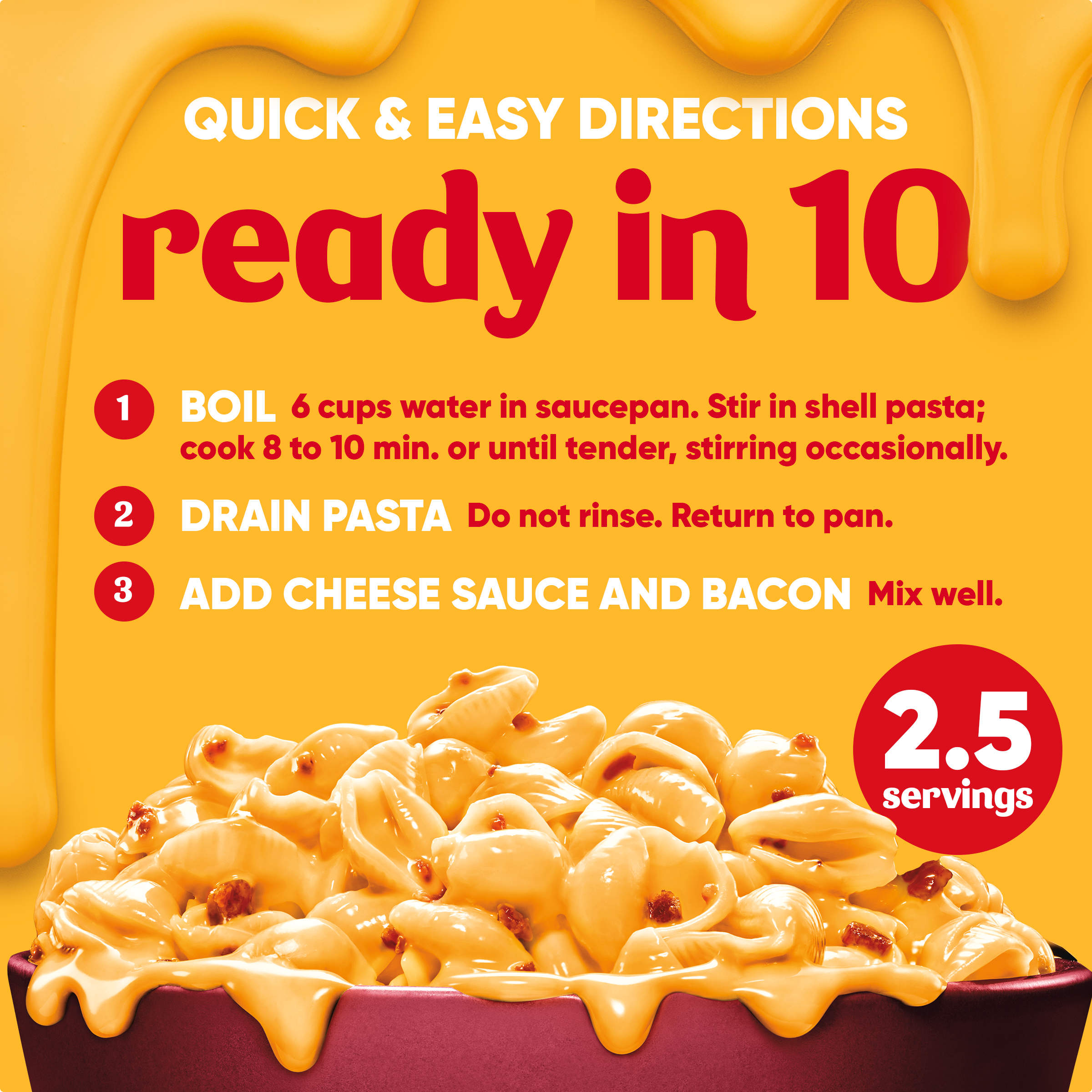 Shells & Cheese with Bacon, Shell Pasta & Cheese Sauce Meal