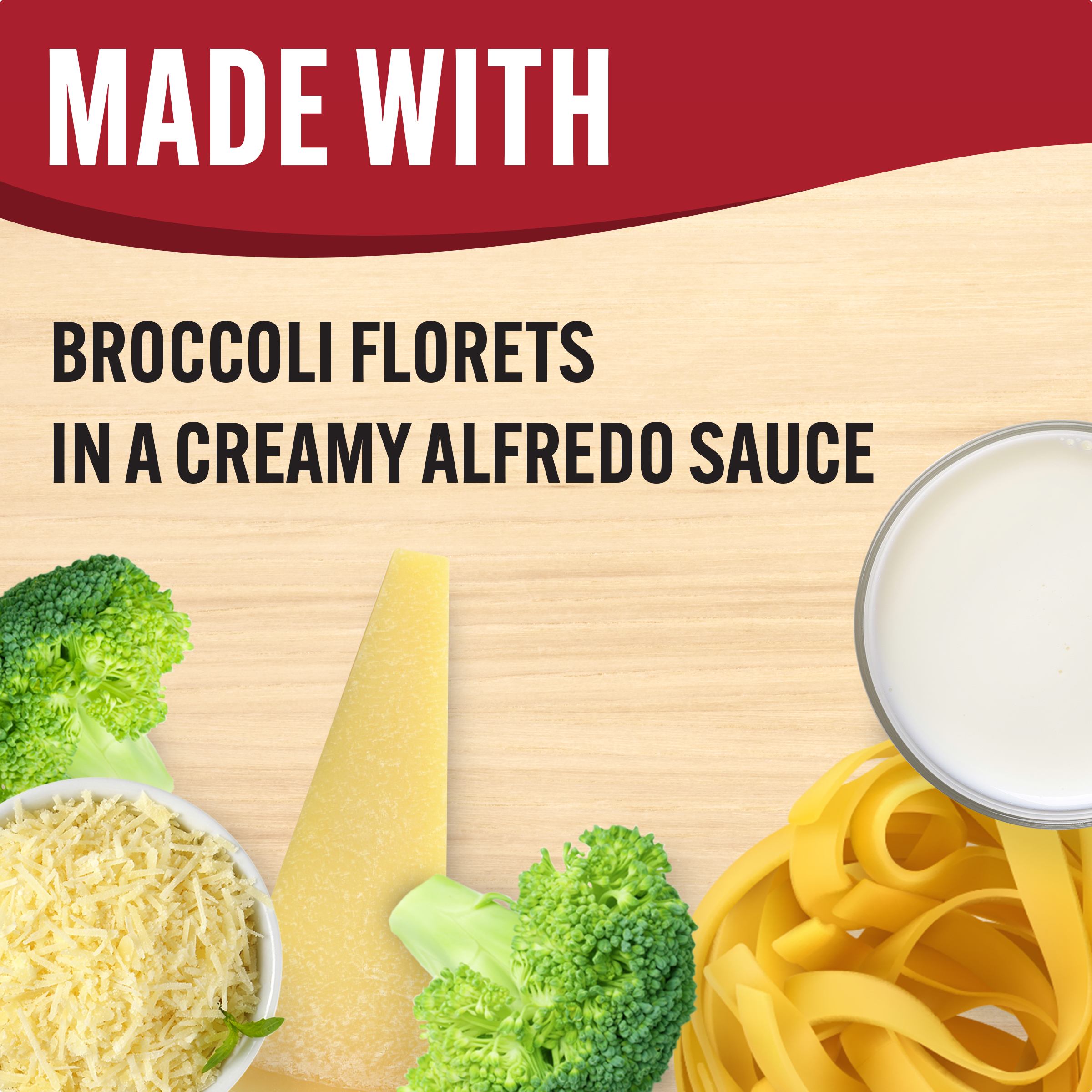 Fettuccine Alfredo with Broccoli Florets & Creamy Alfredo Sauce Frozen Meal