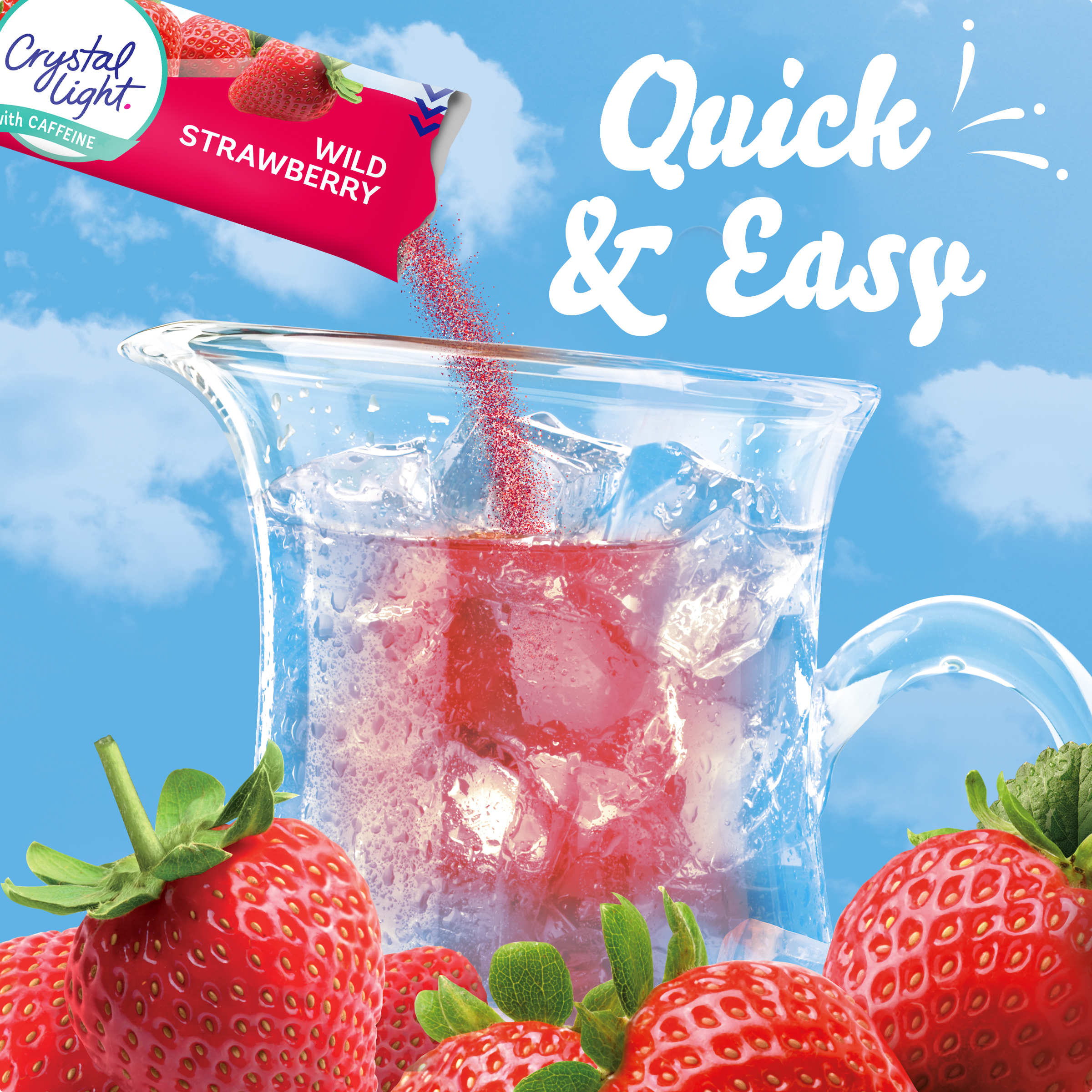 Wild Strawberry Artificially Flavored Powdered Drink Mix with Caffeine