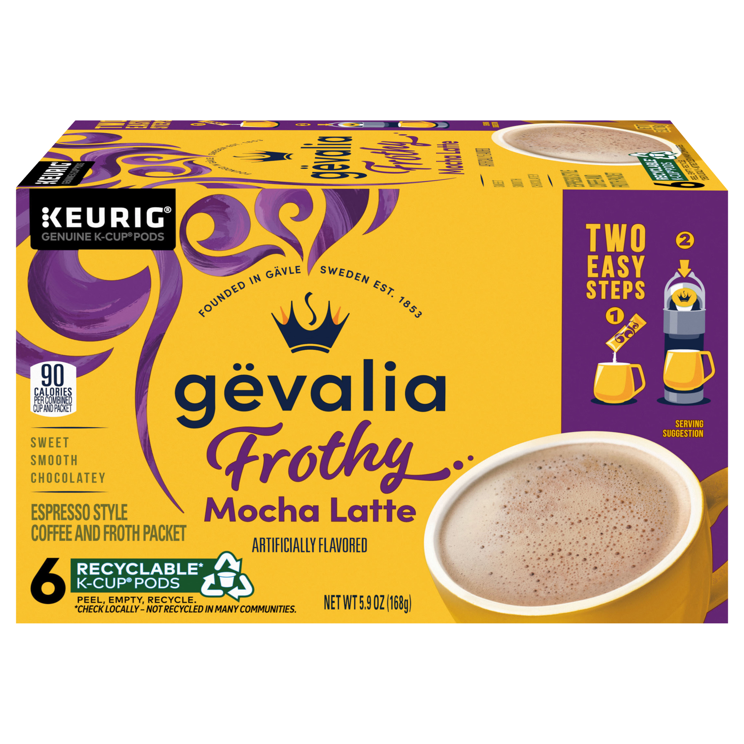 Frothy 2-Step Mocha Latte Espresso Style K-Cup® Coffee Pods & Froth Packets Kit