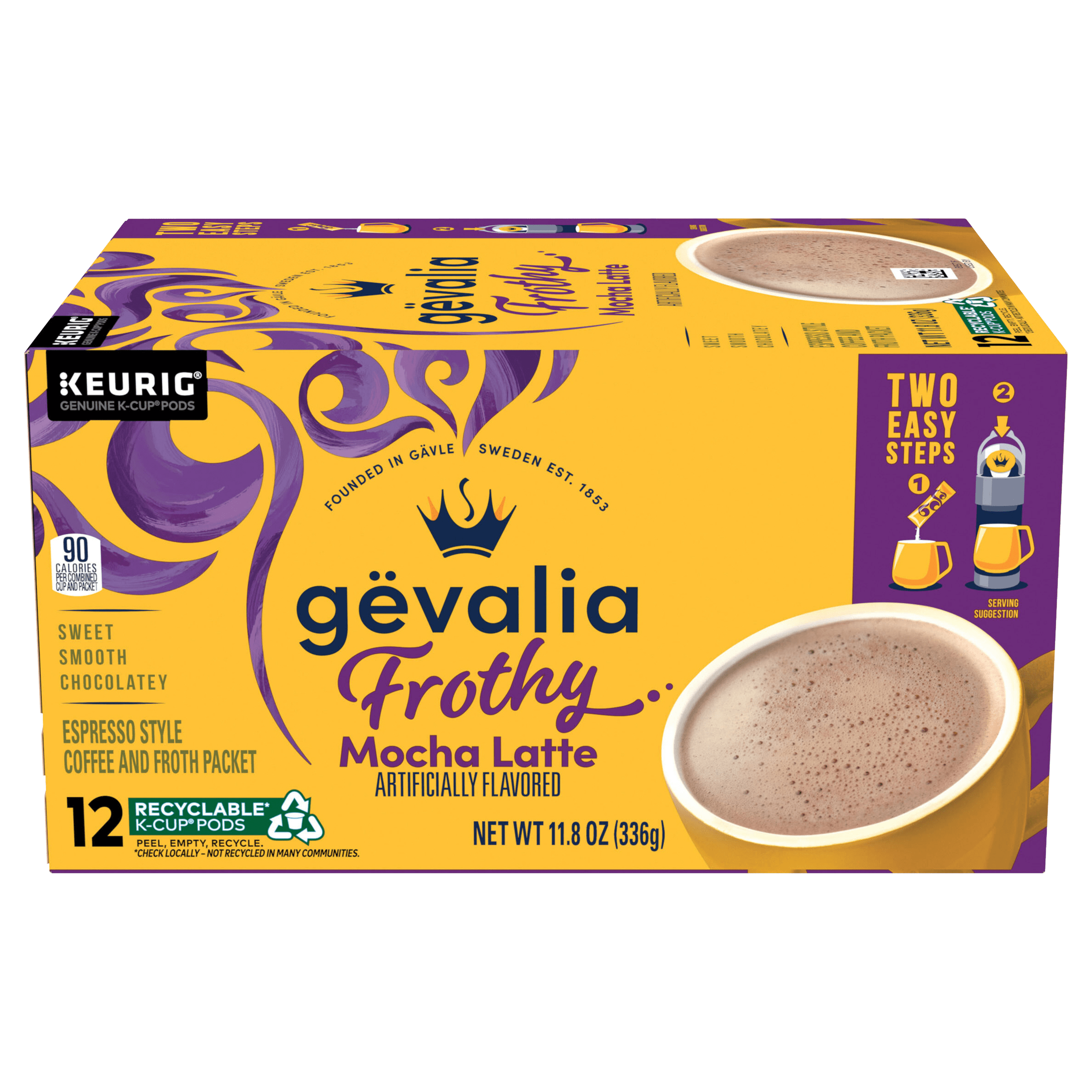 Frothy 2-Step Mocha Latte Espresso Style K-Cup® Coffee Pods & Froth Packets Kit