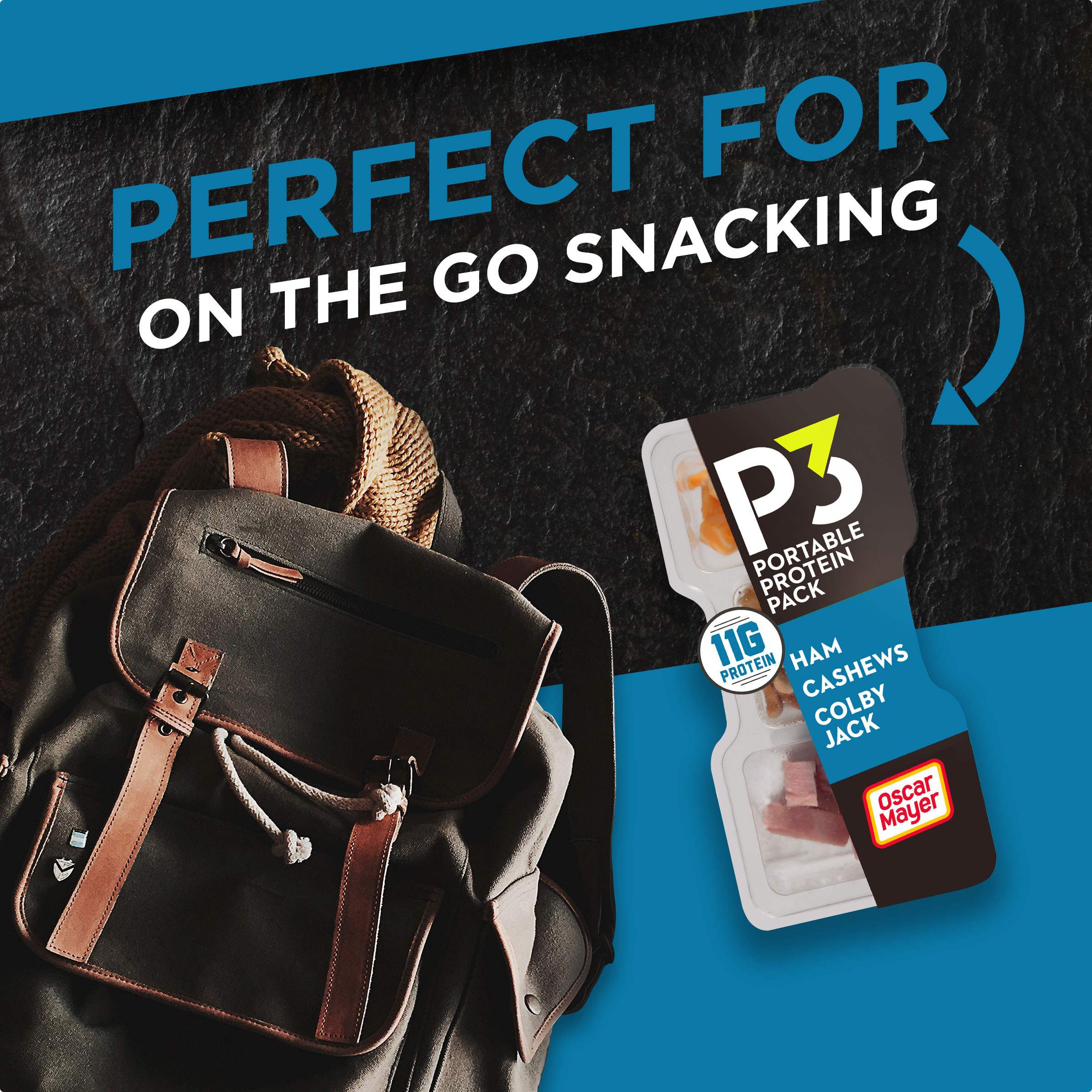Portable Protein Snack Pack with Ham, Cashews & Colby Jack Cheese