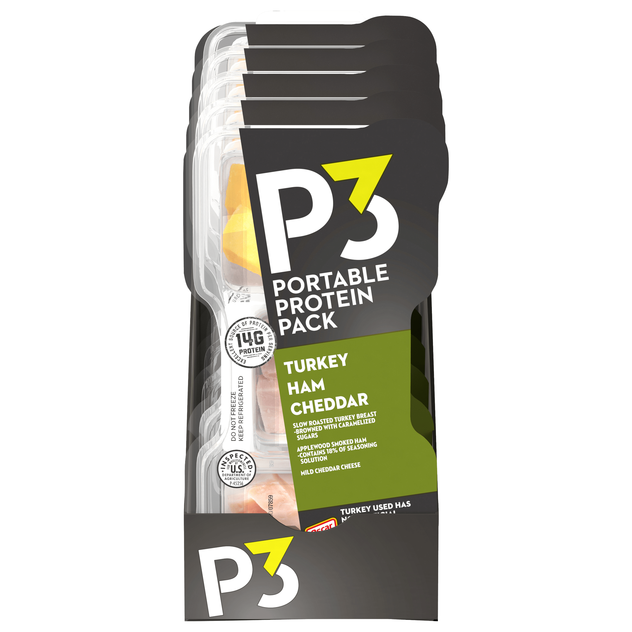 Portable Protein Snack Pack with Turkey, Ham & Cheddar Cheese
