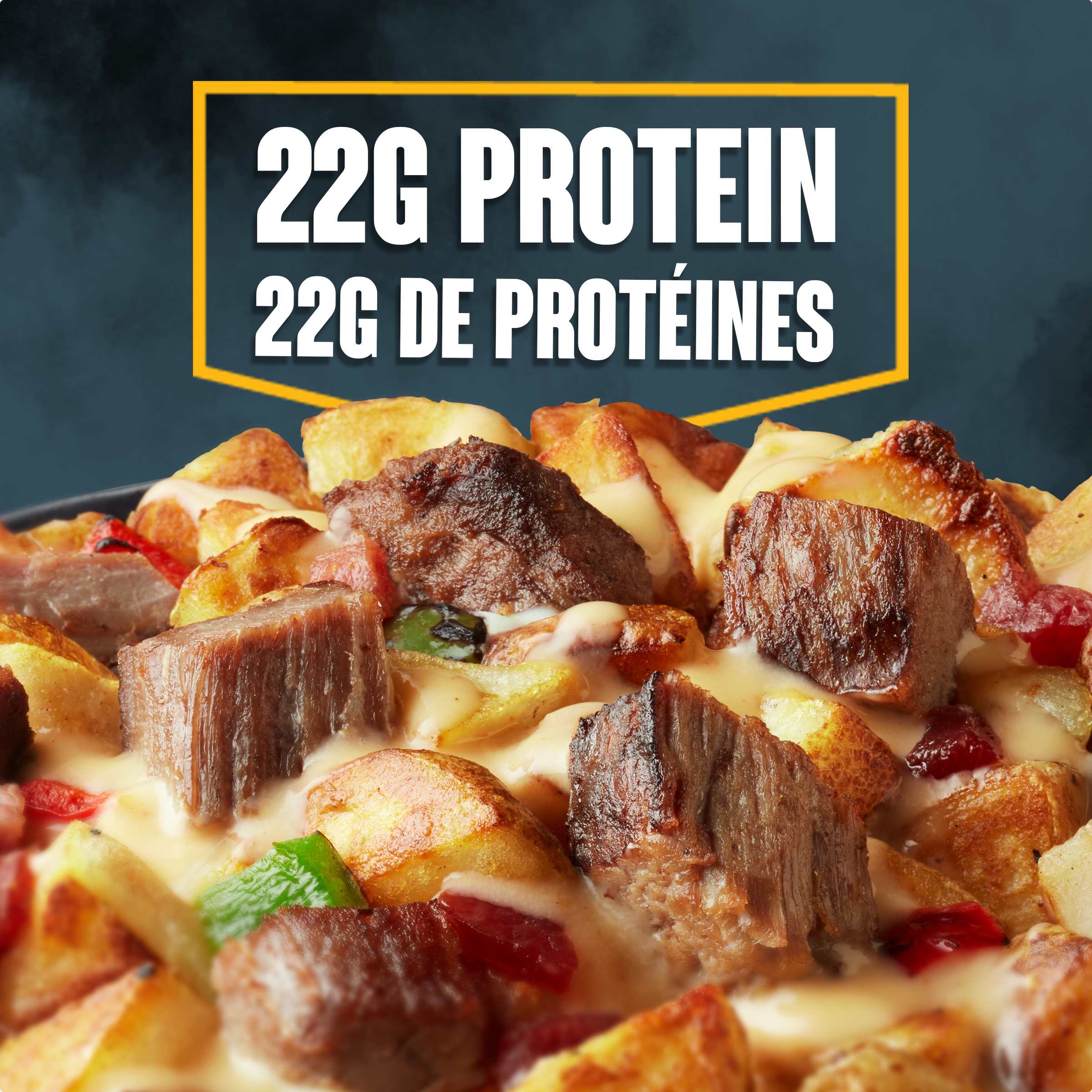 Pommes de terre garnies au fromage avec bœuf Angus et bacon surgelées