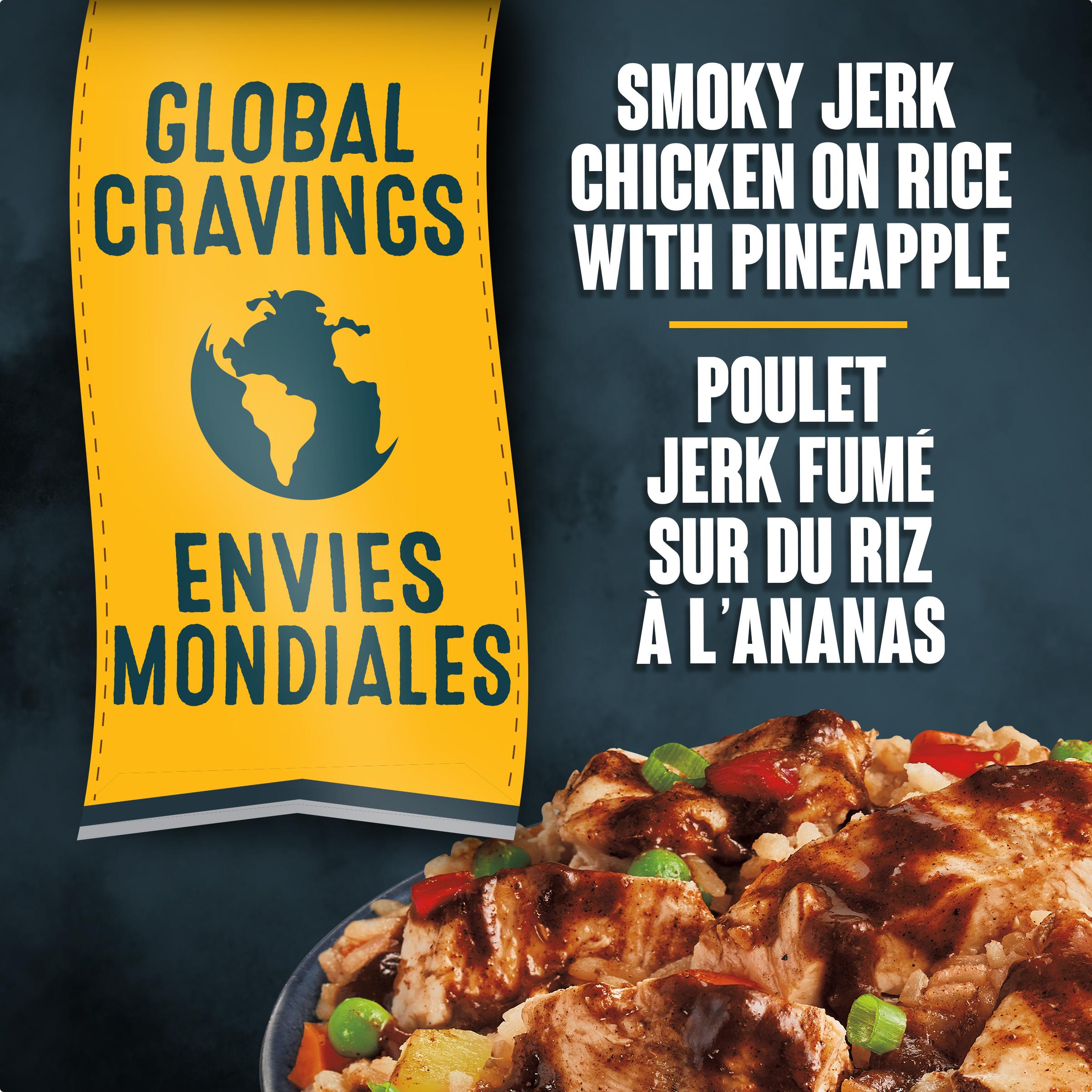 Poulet Jerk fumé sur riz avec repas surgelé à l'ananas