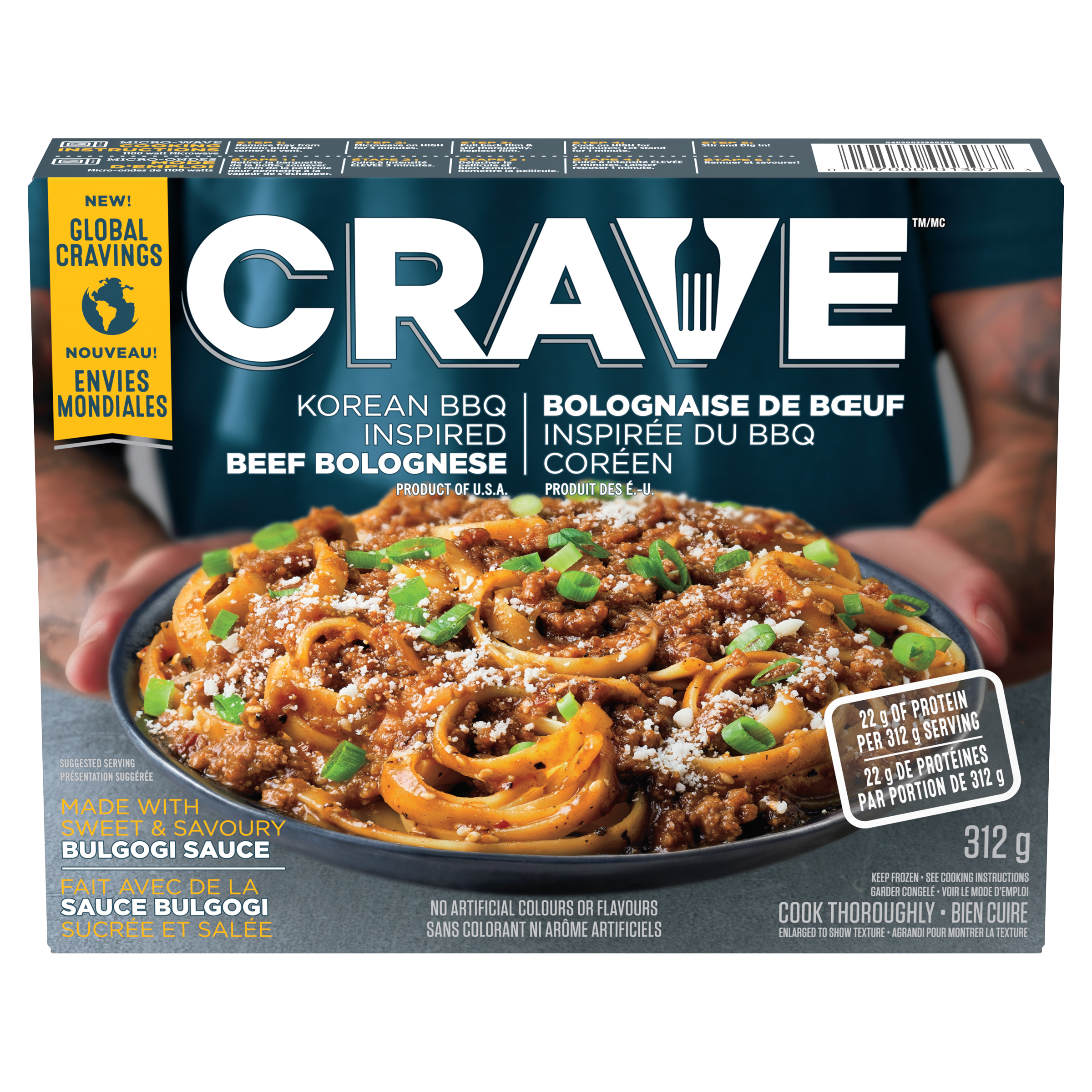 Repas surgelé à la bolognaise de bœuf inspiré du barbecue coréen