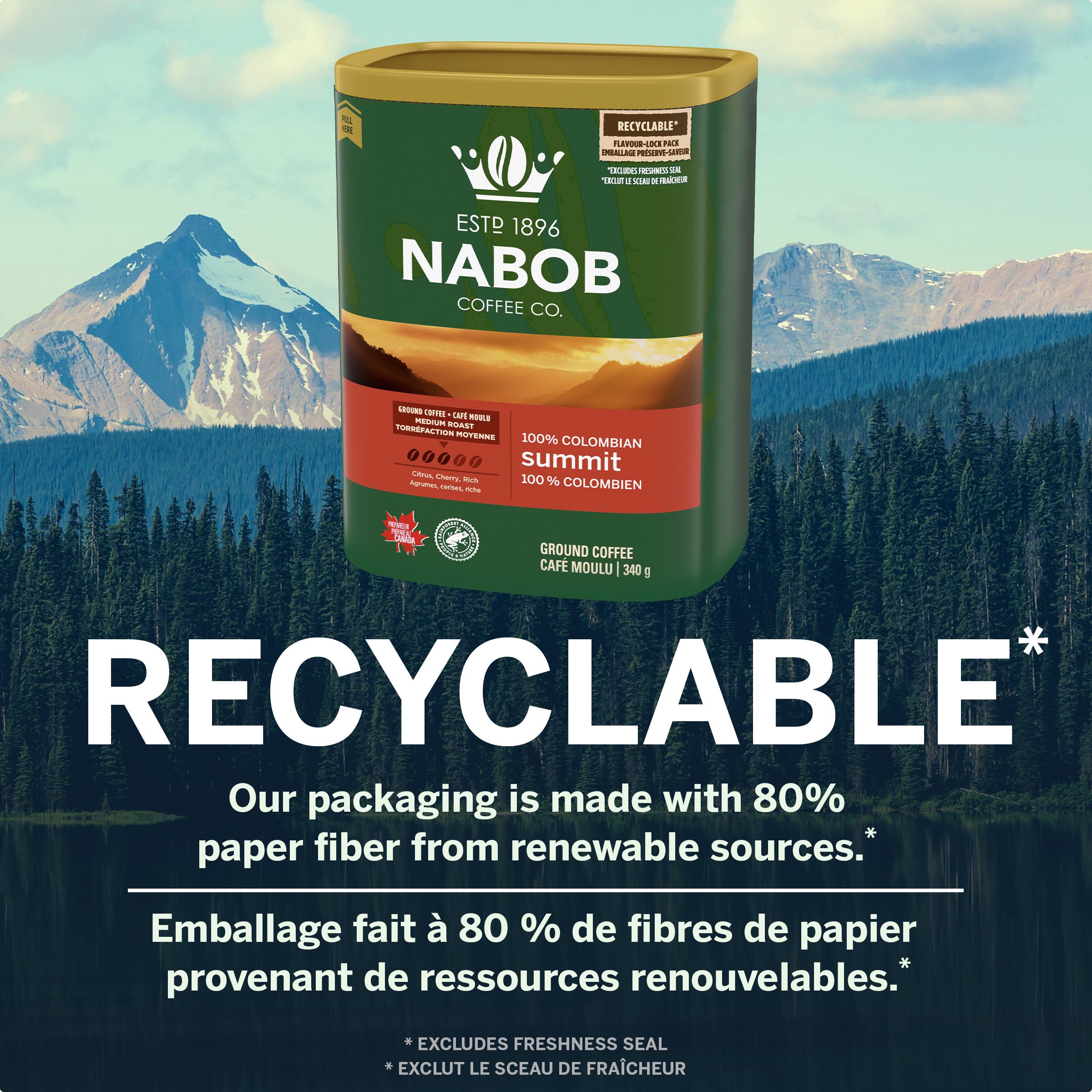 Nabob Medium Roast 100% Colombian Summit Ground Coffee | NABOB COFFEE ...